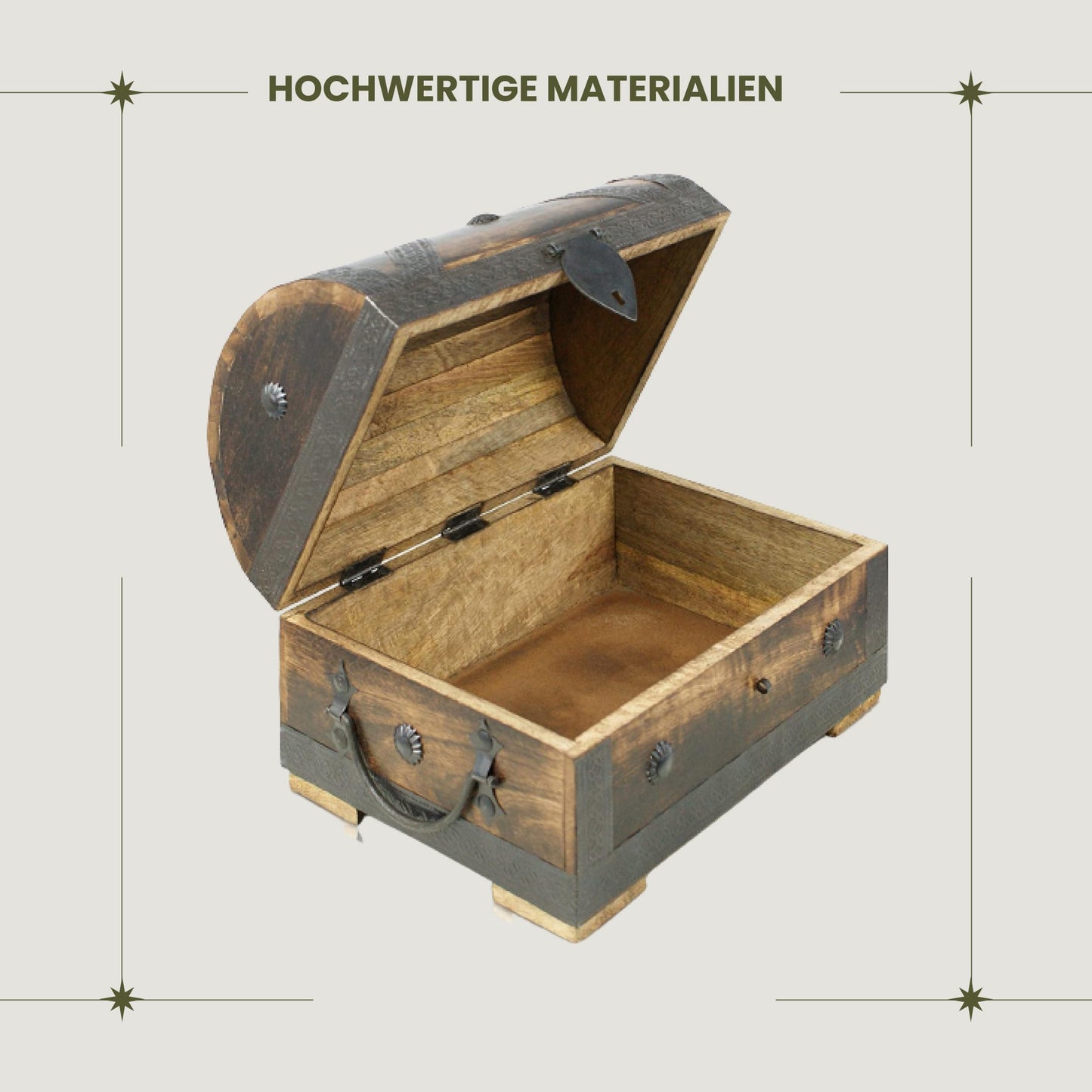 Brynnberg Pirate Treasure Chest - Brown Wooden Trunk - Handcrafted Vintage with Lock 28x20x20cm - the perfect gift (large with lock) - Wooden treasure chests