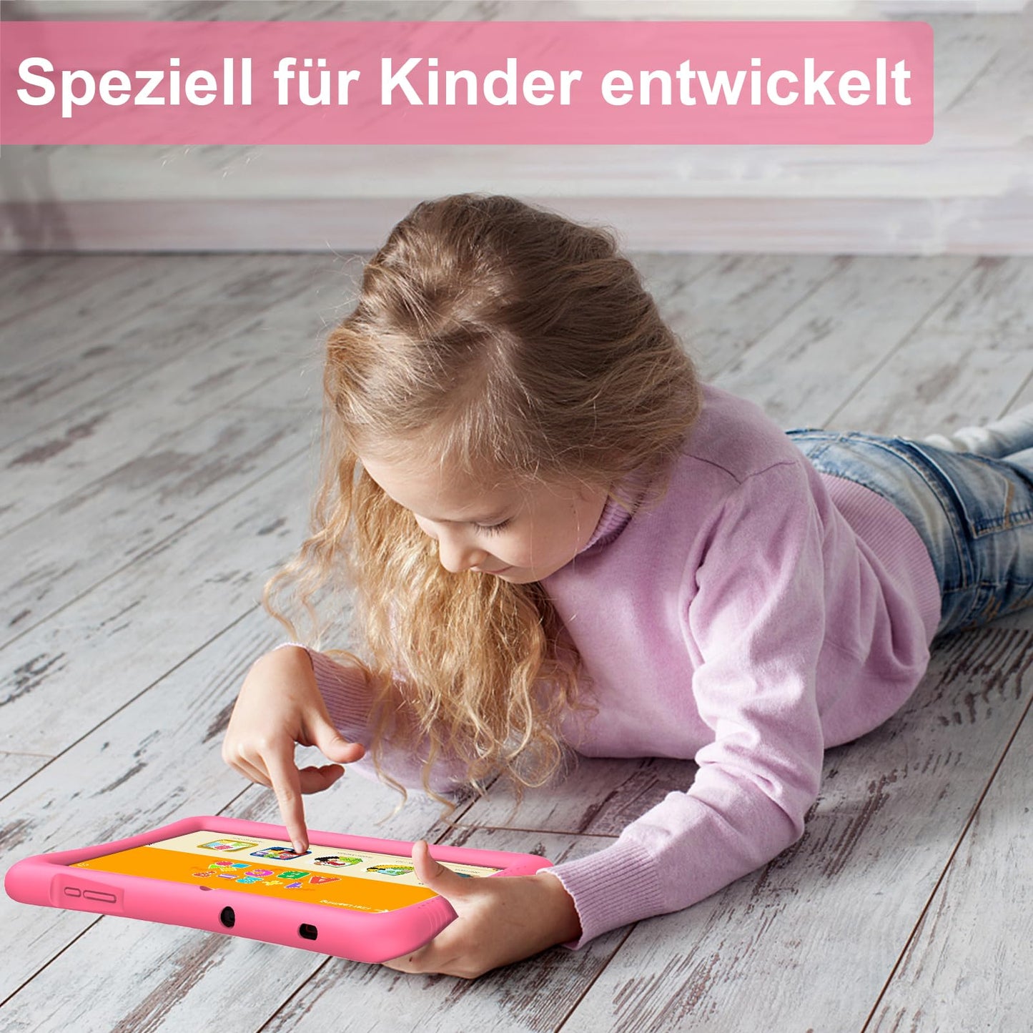 Semeakoko Kids Tablet 10 Inch Android 13, Kids Tablet Quad Core Processor 1.6GHz, 3GB RAM/32GB ROM(256GB TF), 1280x800 HD Display, 6000mAh, WiFi, Bluetooth, Dual Camera, Parental Control (Pink)