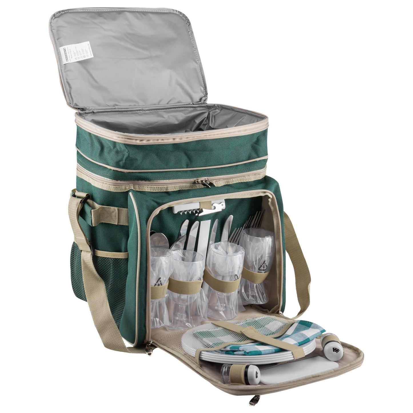 anndora picnic bag green beige cooler bag incl. accessories for 4 people 29 pieces