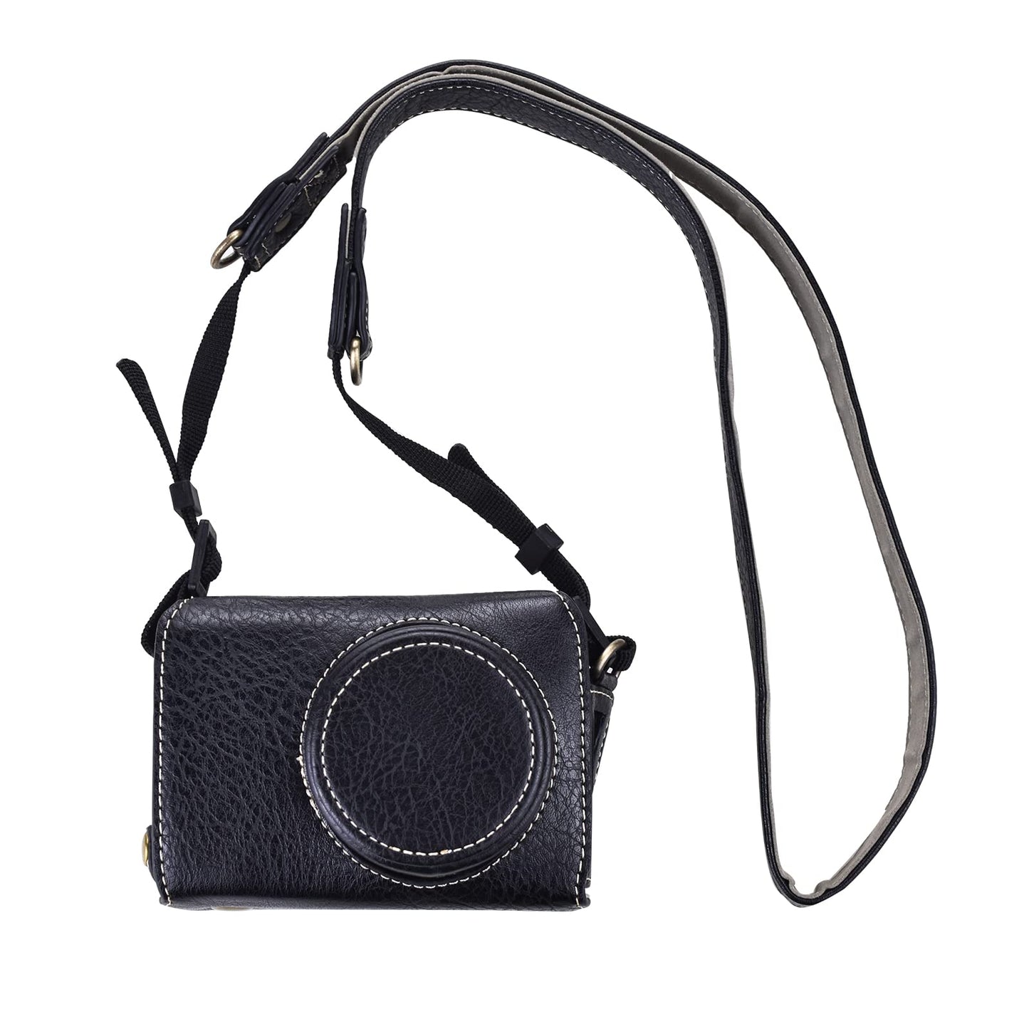 Rieibi GR II bag vintage PU leather camera case for GR II GRII GR2 DSLR camera protective cover with strap black, black, retro style