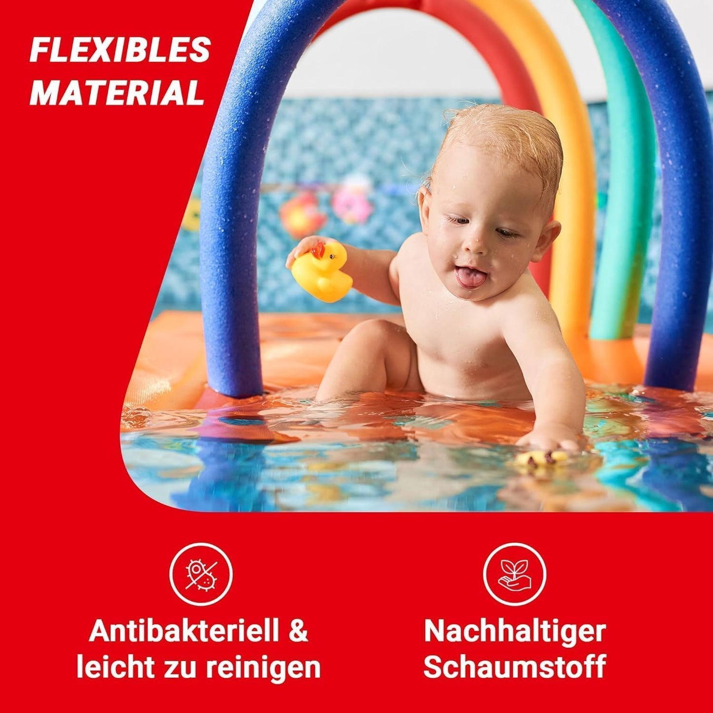 Conipa® - Swim noodles in a set (160 x 7 cm) for kids & adults (made of foam) - Pool noodle & pool toy set for ages 3-10 (Made in Europe) - Pool water noodle & pool noodle (2 x Blue)