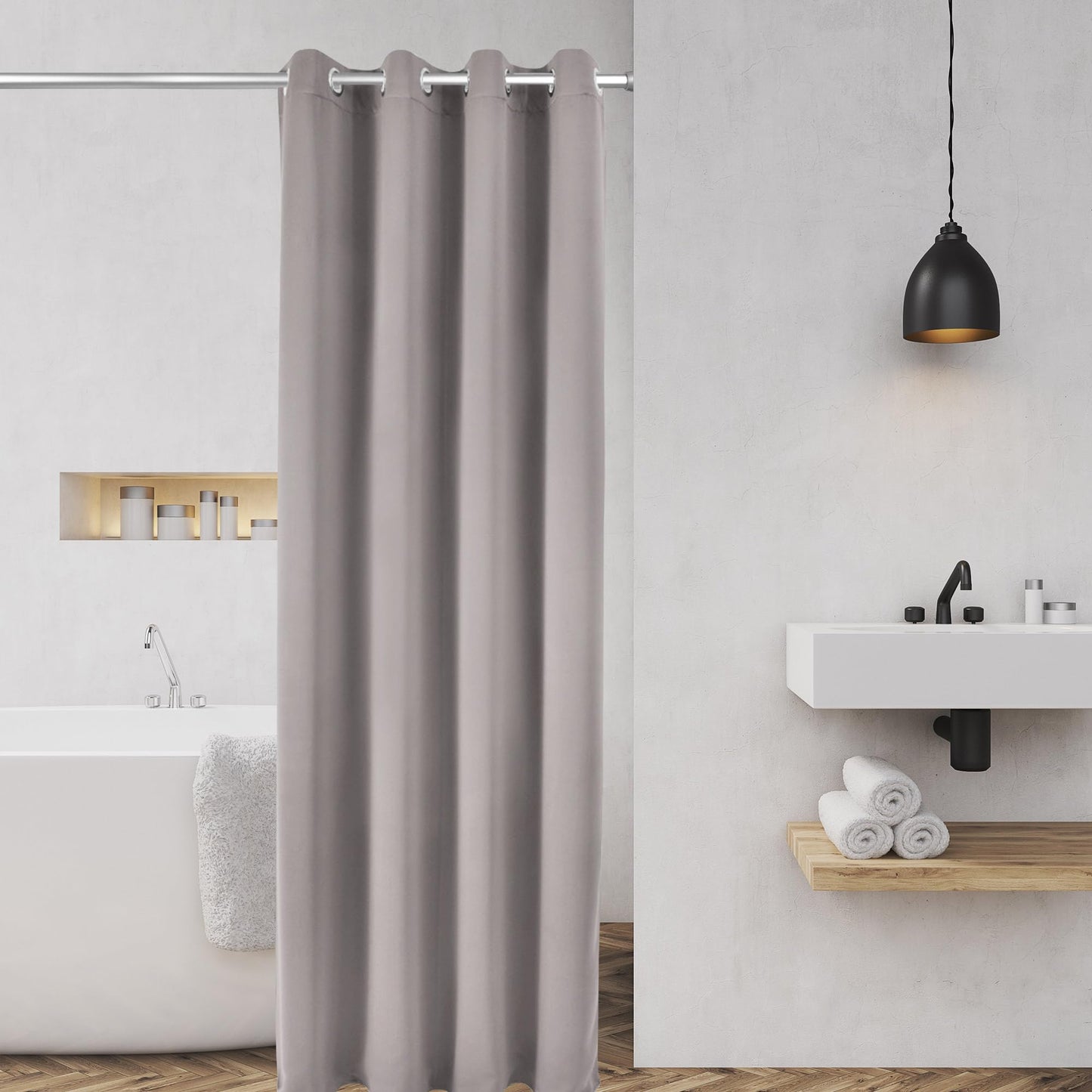 bomoe shower curtain rod without drilling 115-200 cm infinitely extendable - telescopic rod for clamping black tension rod without drilling non-slip clamping rod curtain rod without drilling - Neptune