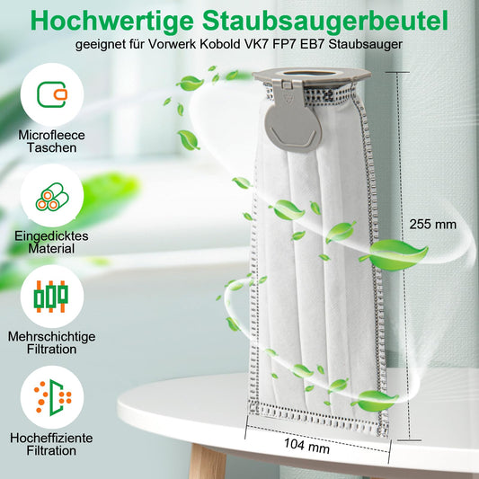 10 pieces of vacuum cleaner bags suitable for Vorwerk Kobold VK7 filter bags replacement bag accessories dust bags for Vorwerk Kobold VK7 FP7 cordless vacuum cleaner