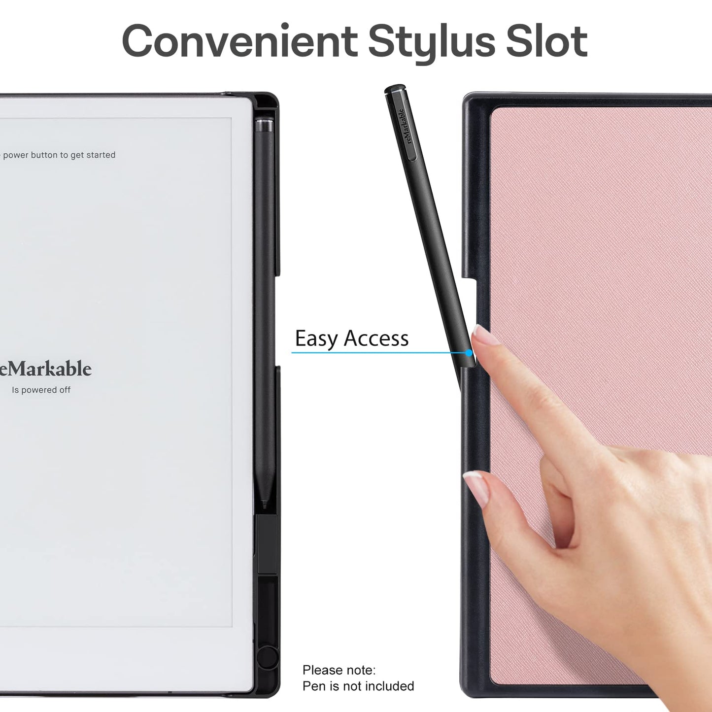 CoBak case for Remarkable 2 - Lightweight and durable book spine case with protective folio cover and integrated pen holder - for Remarkable 2 Paper Tablet 2020 10.3 inch Released (Rose Gold)
