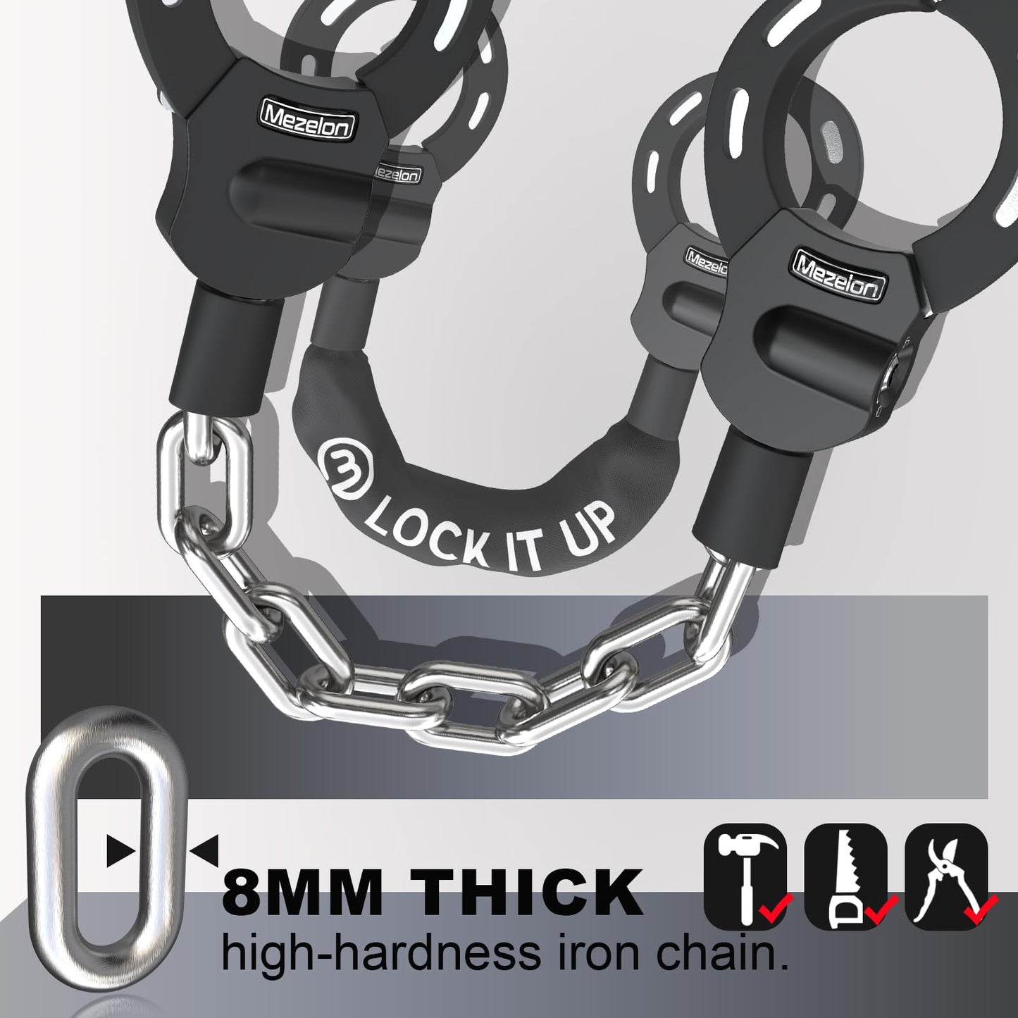 Mezelon E Scooter Lock 8mm | Bike Lock | High Security Locks | U-Lock | Heavy Duty Locks for E Scooters/Bikes/E-Bikes/Motorcycles