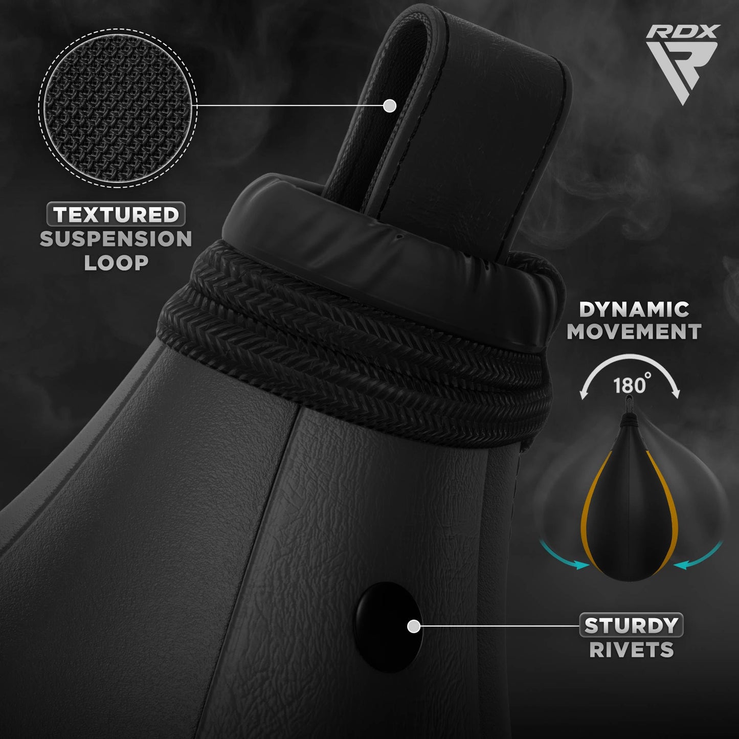 RDX Speed Bag Adult Leather Set, Speedball Hanging with Bracket, Professional Punching Ball Boxing Speed Bag, Speed Ball Boxing Training Equipment.