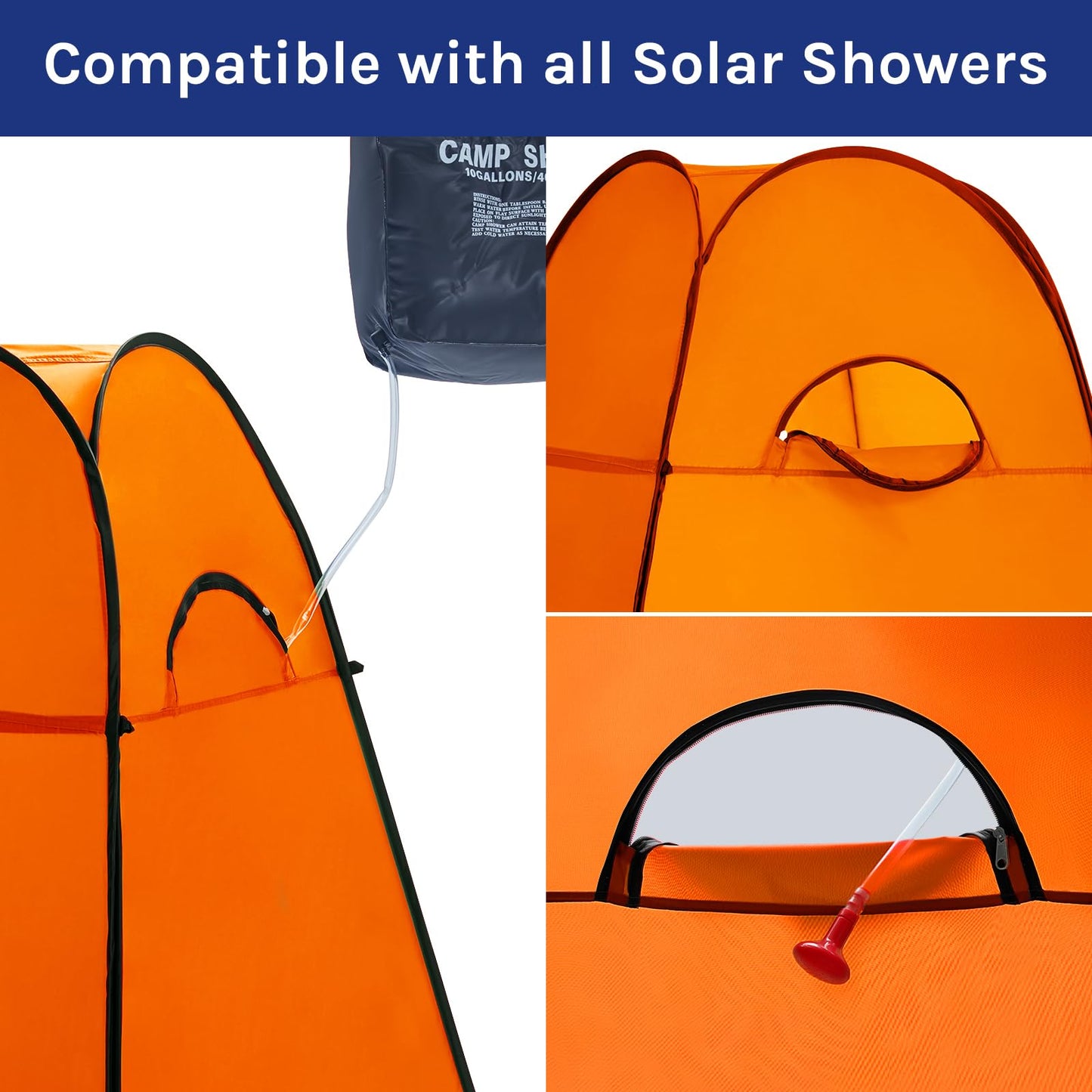 WolfWise Pop-Up Shower Tent, Toilet Tent, Changing Tent, Portable Camping Shower Cabin WC Tent Mobile Changing Room Outdoor Privacy Tent Spacious Private Tent Camping Tent for Hiking Beach Orange