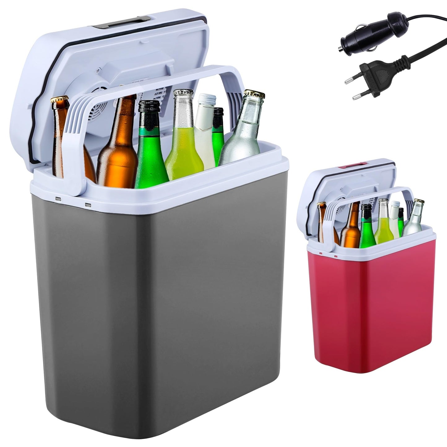 Arebos thermoelectric cool box 20 L with ECO mode | Electric cool and warm box | 12/230 V for car and socket | Mini fridge anthracite