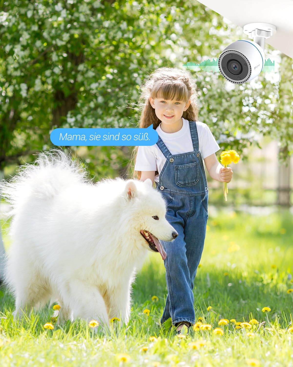 EZVIZ 1080P FHD WiFi Camera, Outdoor Security Camera with Color Night Vision, Motion Detection, Active Defense with Light, IP67 Waterproof, Compatible with Alexa, Google Home, C3TN Color
