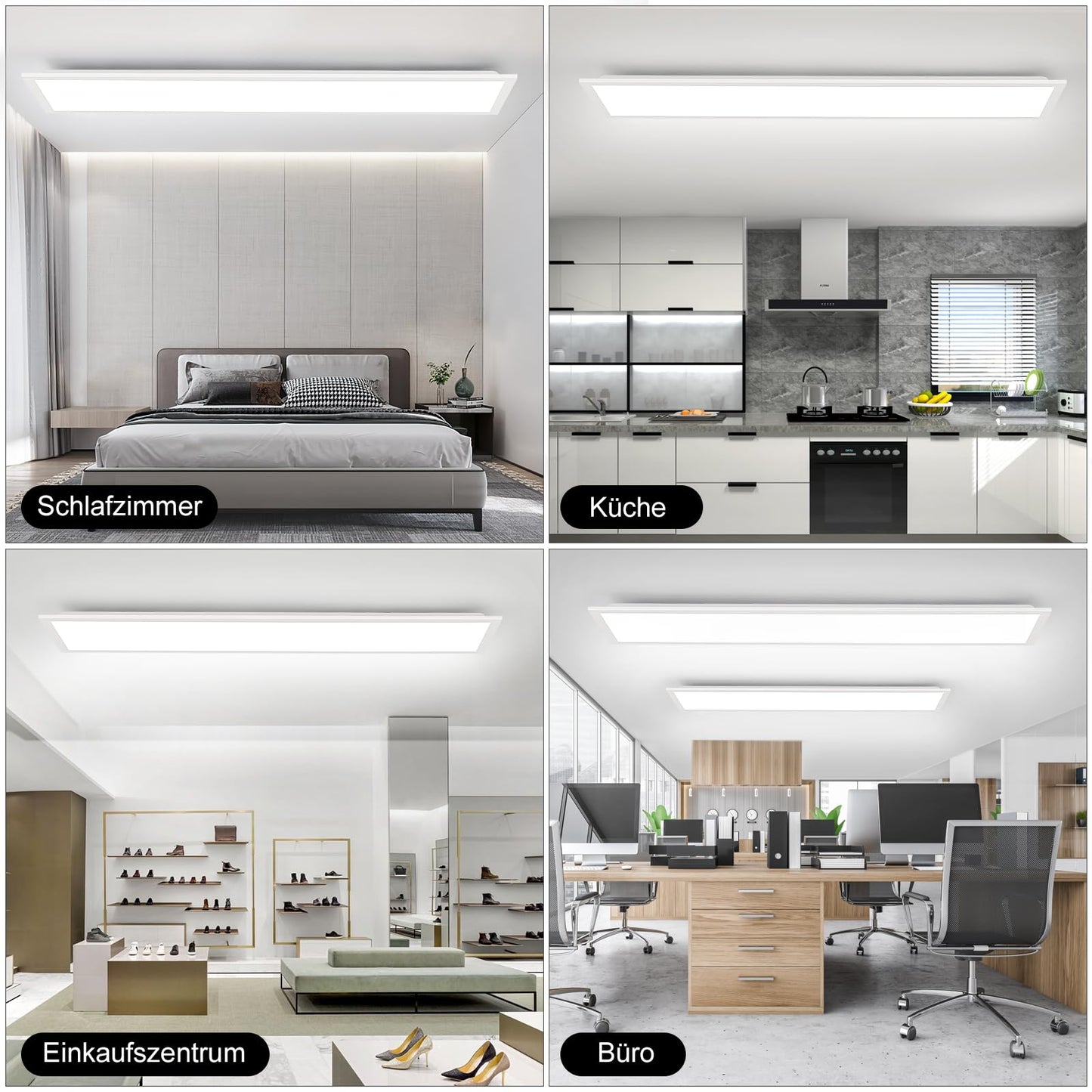 IEGLED LED ceiling light panel, 100x25cm flat dimmable ceiling lamp with remote control, 30W ceiling panel light with memory function, 2700K-6500K LED light panel for living room, hallway, bedroom, White
