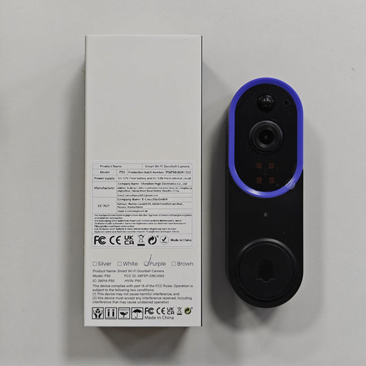 Guggre Wireless Smart Video Doorbell, Night Vision 1080p Camera, Motion Sensor, Weatherproof Doorbell with Alarm, 2-Way Audio, including mounting bracket and accessories for increased home security.