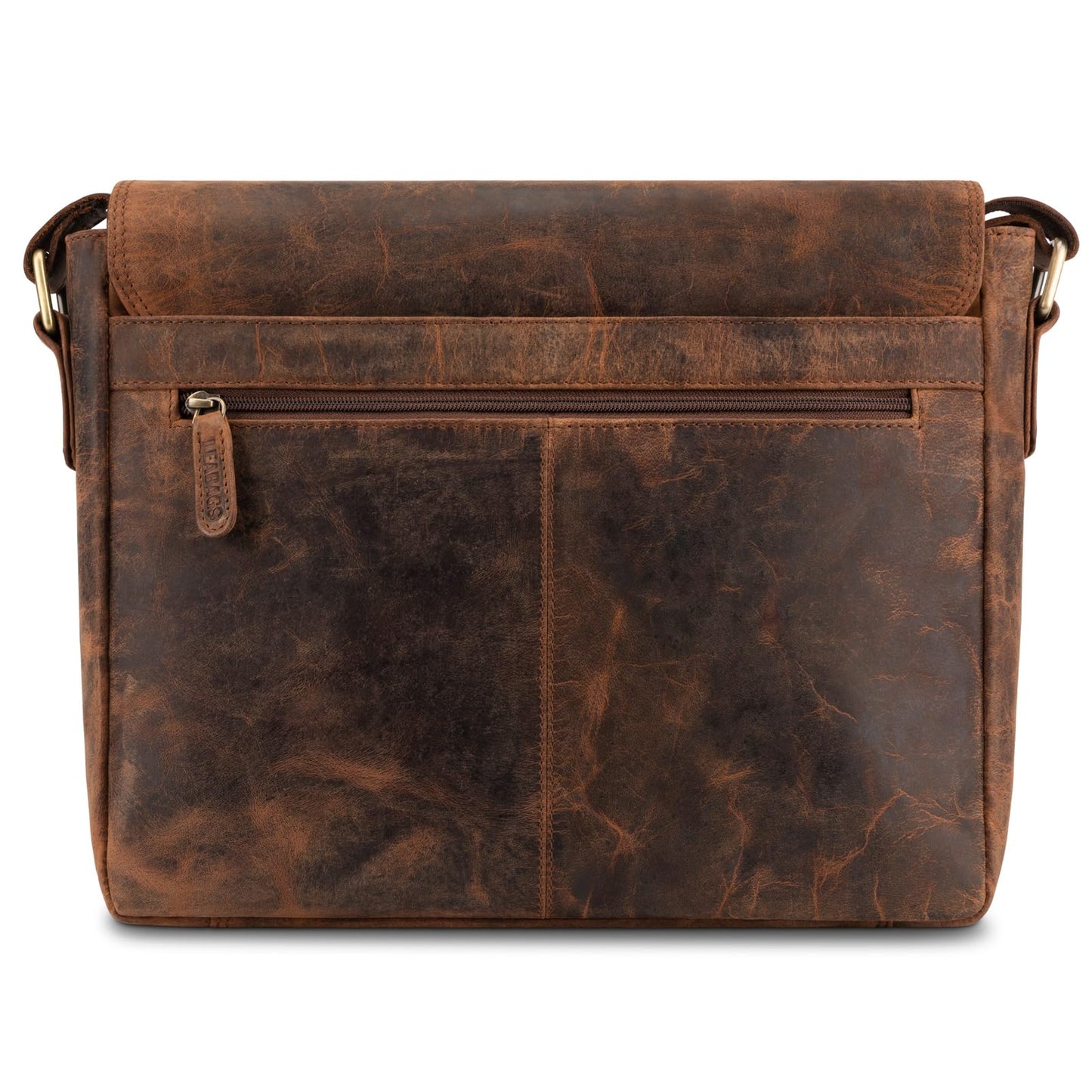 LEABAGS leather messenger bag for men & women I genuine leather laptop bag up to 14 inches I messenger bag with shoulder strap I shoulder bag I work bag I tote bag I handbag I vintage red-brown.