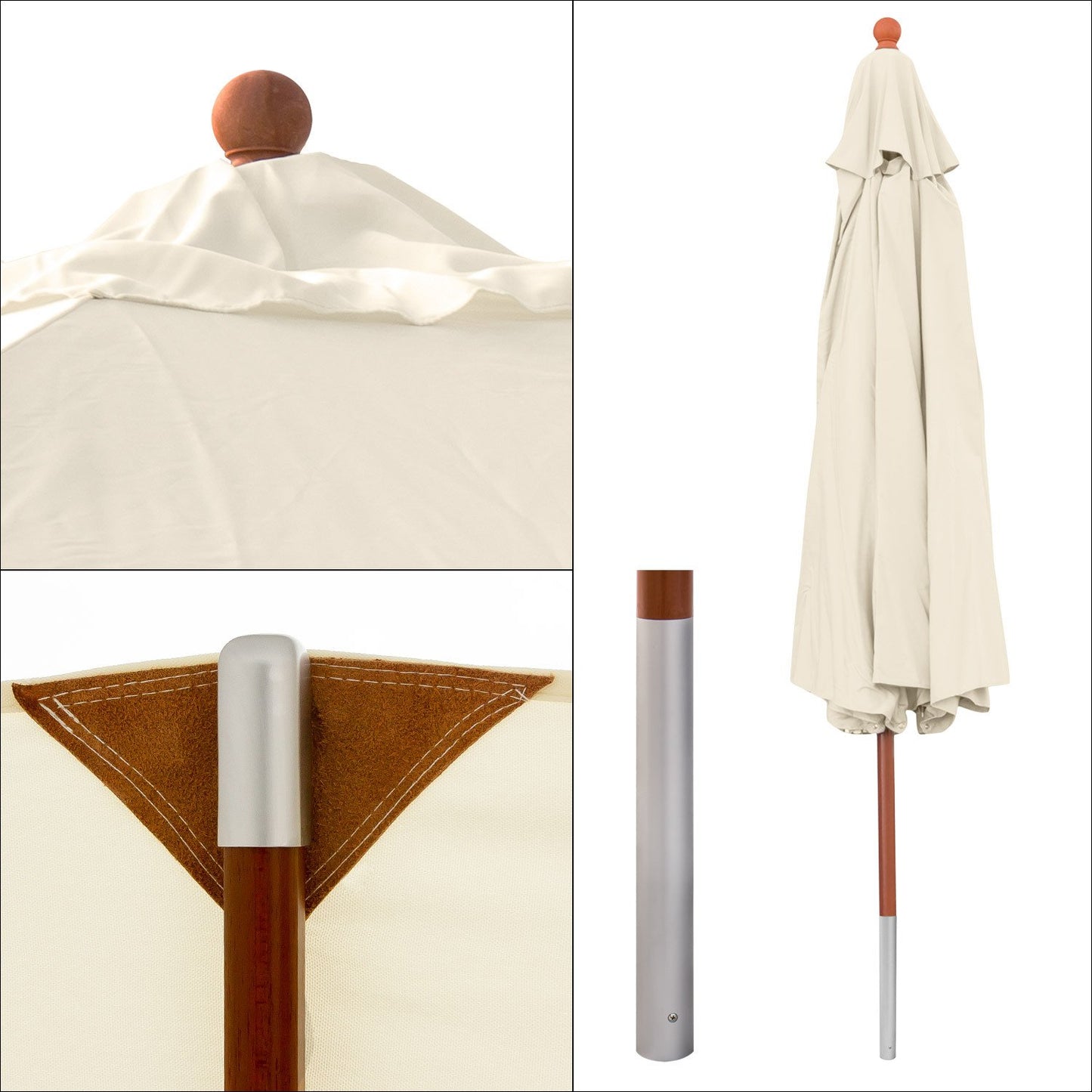 Anndora® sun umbrella wood 3.5 m round garden parasol market umbrella 350 cm - with wind vent - striped green white yellow.