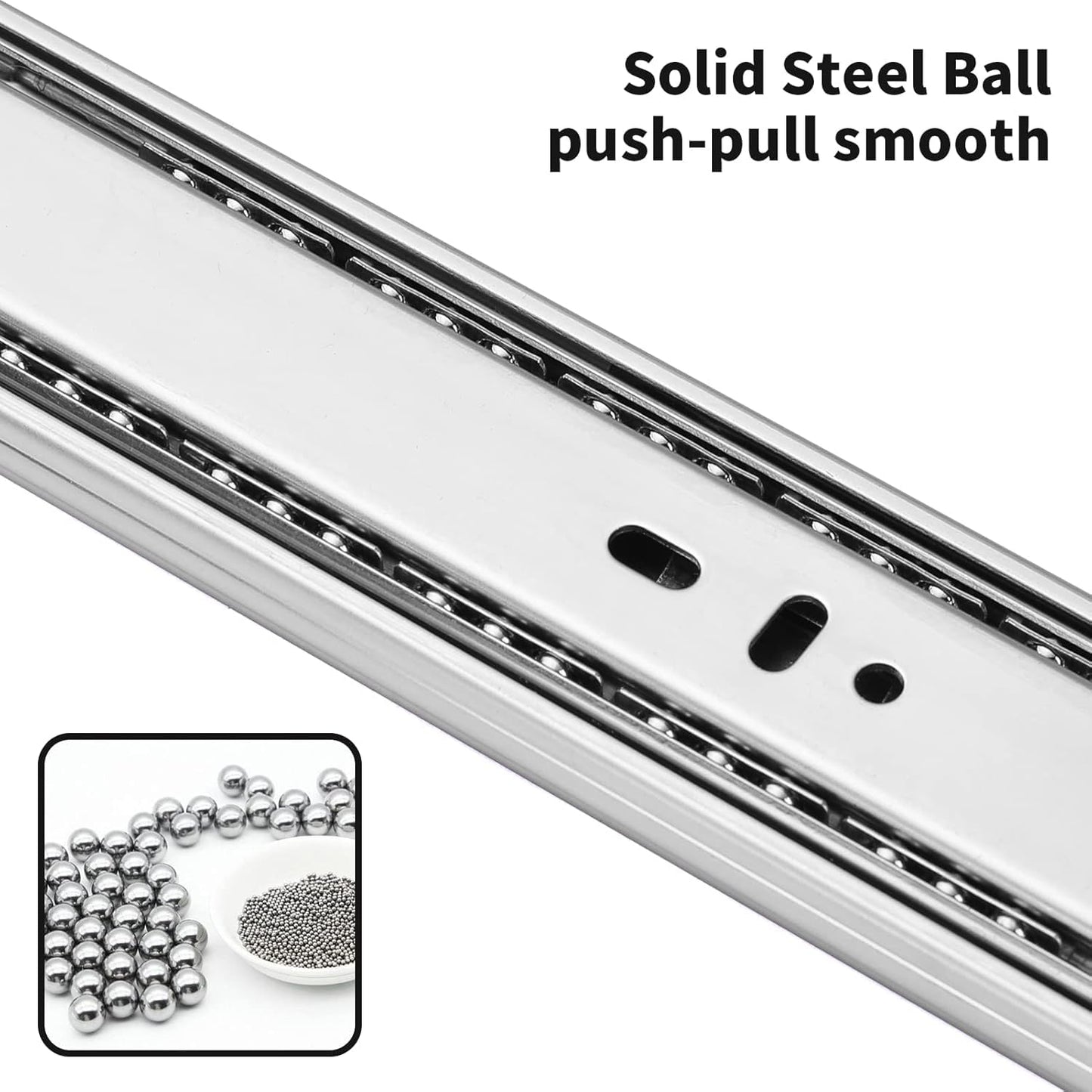 HLC Full Extension Drawer Slides 6 pairs (12 pieces), 50cm Soft Close Slides for Drawers, Ball Bearing Slides 3-fold fully extendable Side Mount Drawer Guides.