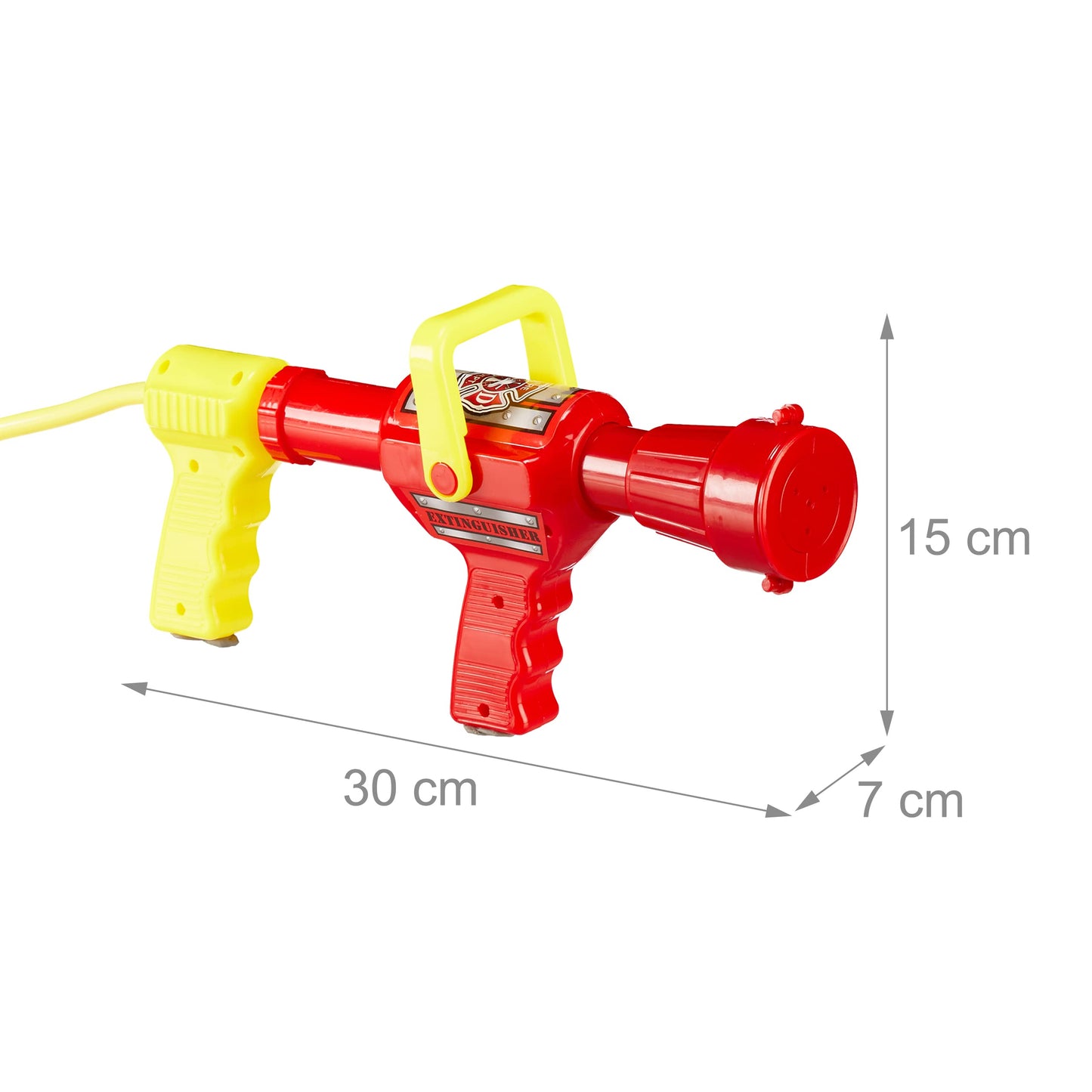 Relaxdays 10 x Firefighter Water Pistol, 2.5 l Water Tank, 5 m Range, 2 Spray Functions, Firefighting Backpack for Kids, Red-Yellow