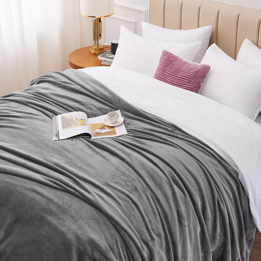 WAVVE cuddly blanket fluffy fleece blanket - sofa blanket 230x270 cm living room blanket couch blanket, gray blanket sofa light, large blanket huge sofa throw soft