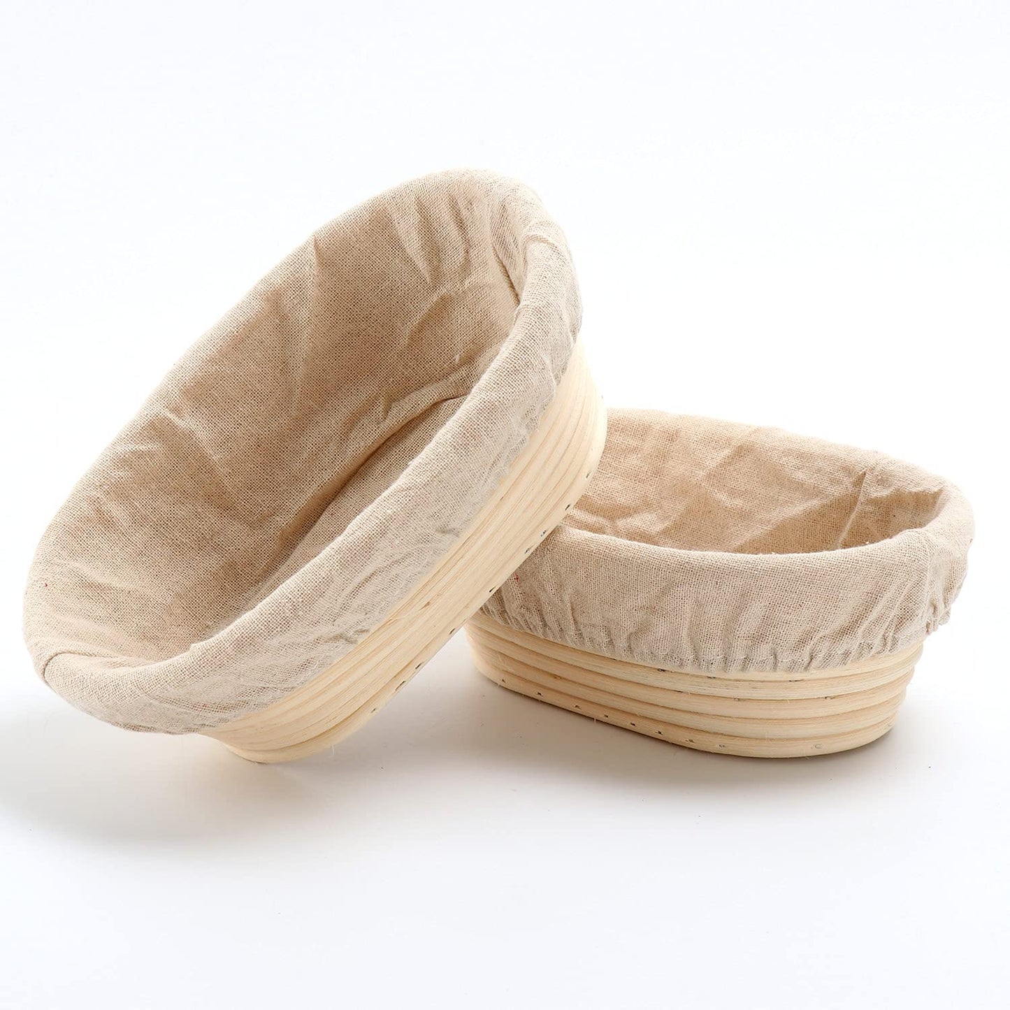 2 pieces of oval natural rattan bread baskets Banneton for bread dough, pizza, and pastries 24.5 cm