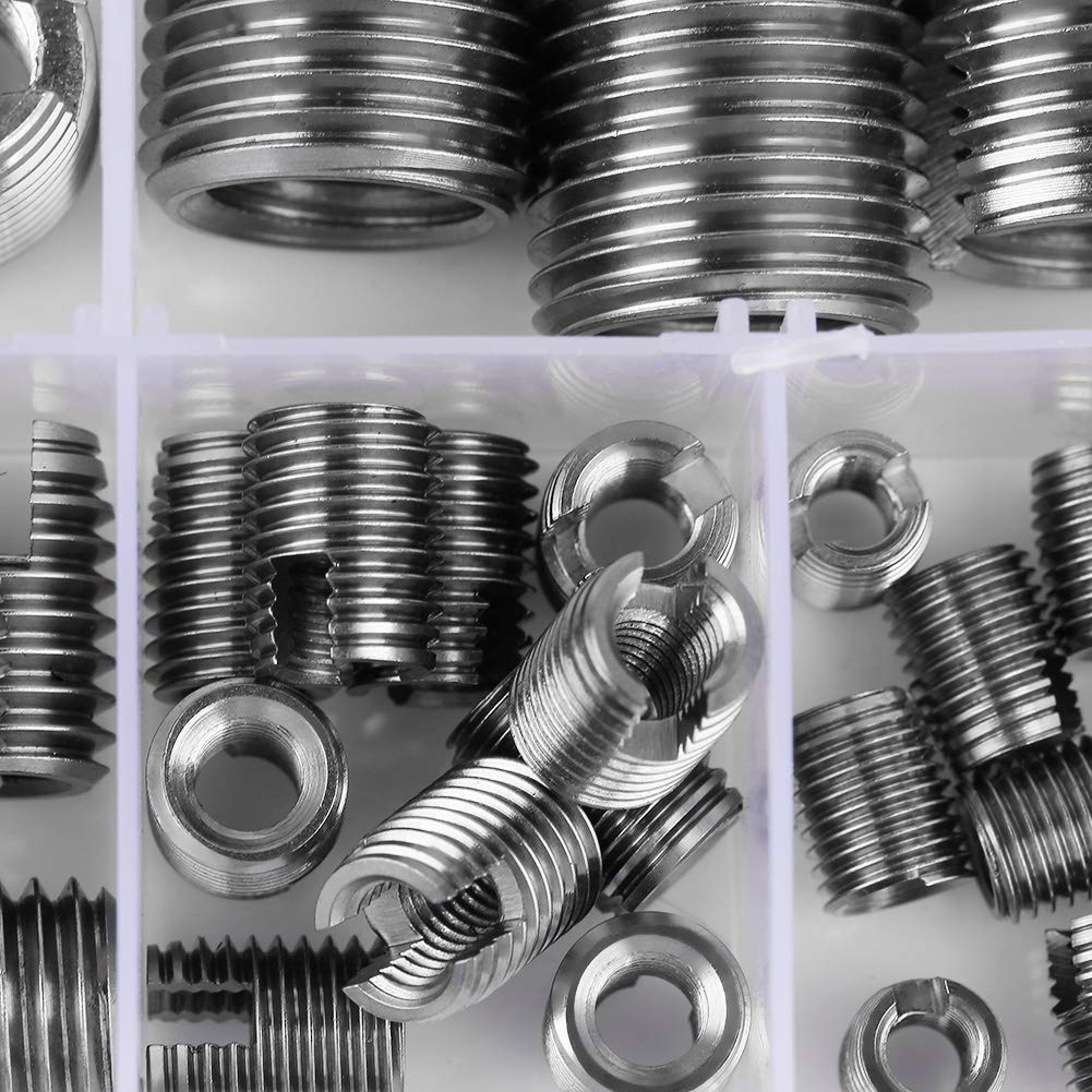 50pcs Threaded Inserts 302 Stainless Steel Internal Thread Self-Tapping Thread Insert Set Thread Strengthening Repair Tool
