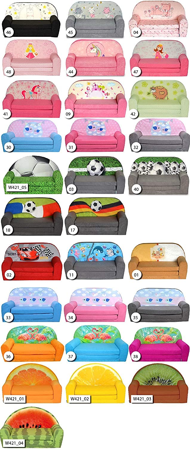 FORTISLINE - Children's sofa MINI foldable 40x78x45cm - Children's sofa for kids 2in1 - Children's couch foldable - Foam sleeping sofa - Removable cover - Many designs