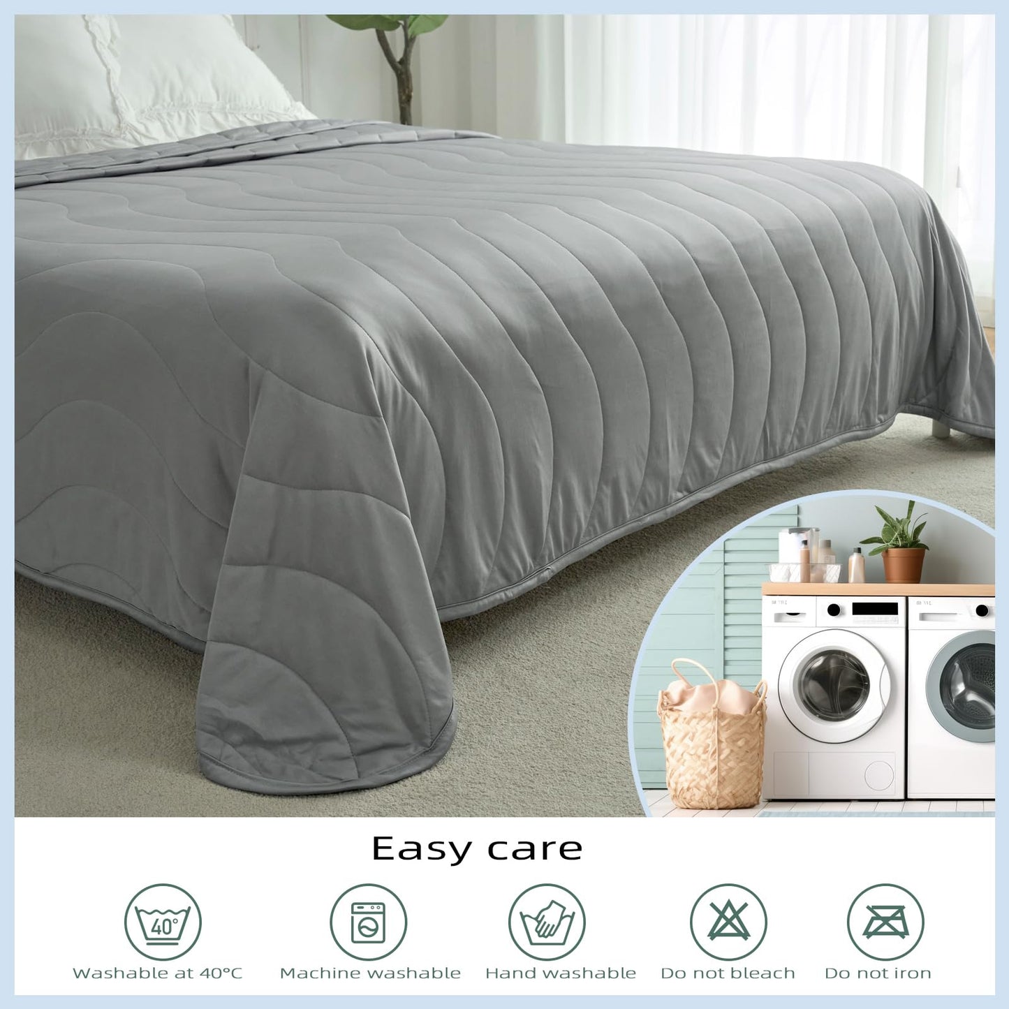Laneetal Cooling Blanket, lightweight summer blanket with Arc-Chill Q-Max > 0.45 cooling fibers, self-cooling blanket for humans, summer bedspread for sleeping, throw blanket, couch blanket, travel blanket in Grey 150x200 cm