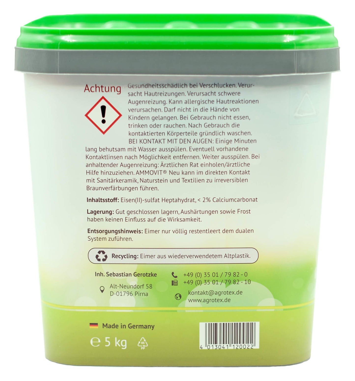Agrotex Ammovit New 5 kg - ecological toilet additive for camping toilets - neutralizes odors - scent-free - chemical toilet in motorhome, bus & boat