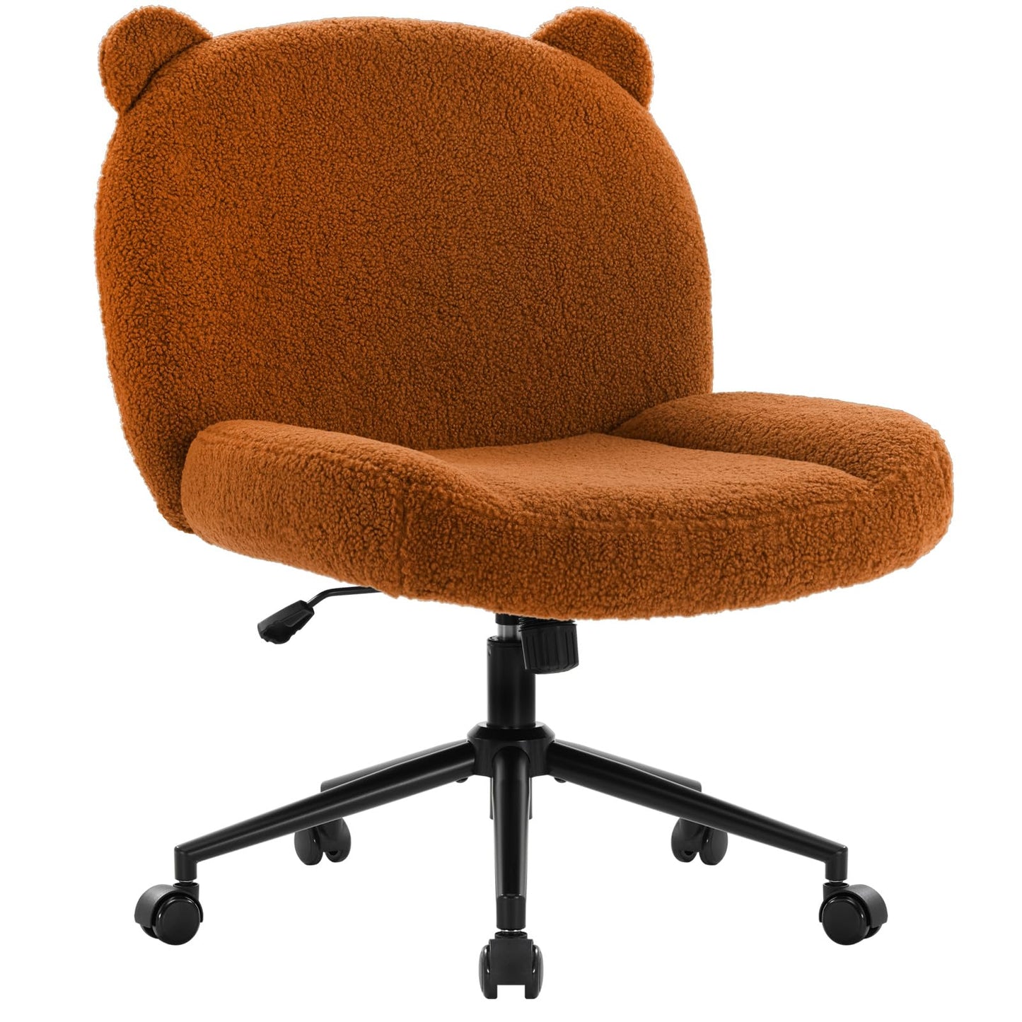 IWMH office chair without armrests, adjustable height swivel chair with wheels, desk chair with fabric padding, ergonomic chair, reading chair with wider cushion for cross-legged sitting (Brown)