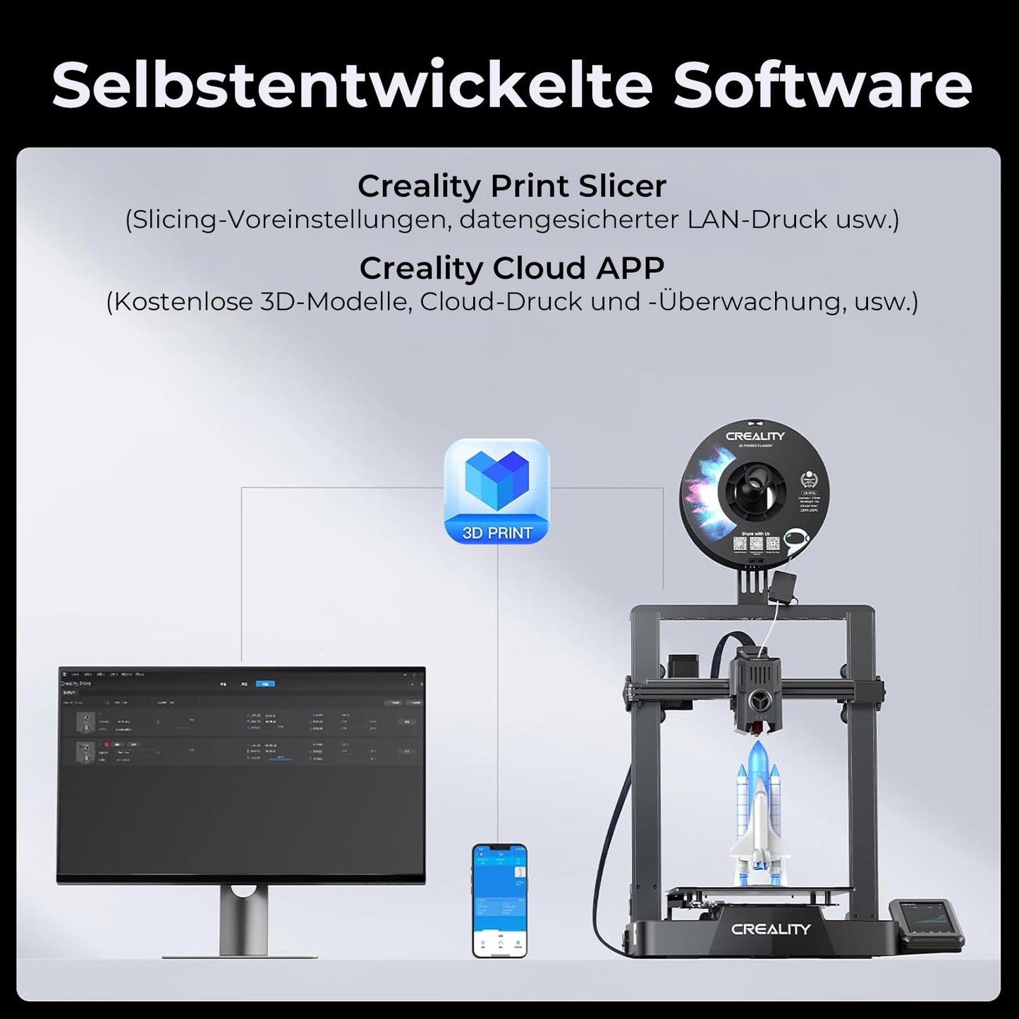 Creality Ender-3 V3 3D Printer, 500mm/s faster printing speed FDM printer with Auto-leveling, 3D Printer with Sprite Direct Extruder, Print size 220x220x240mm.