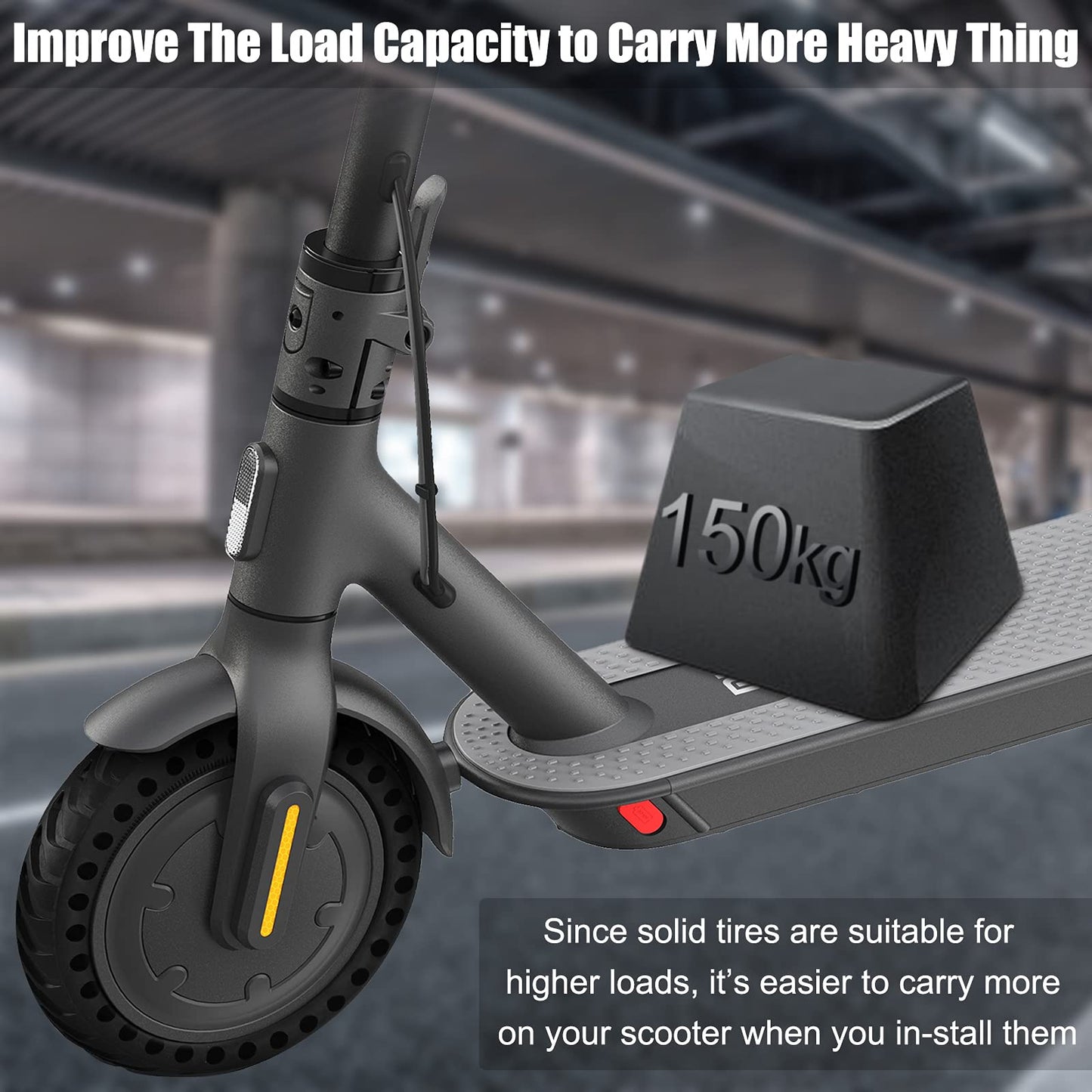 OUXI 8.5 inch E Scooter Solid Tire, 8 1/2 Solid Rubber Tire, 50/75-6.1 Tubeless Solid Tire for Xiaomi 1S / Pro 2 / M365 / M365 Pro / 3 / 3 Lite / Essential and all 8.5 inch Scooter Tires.