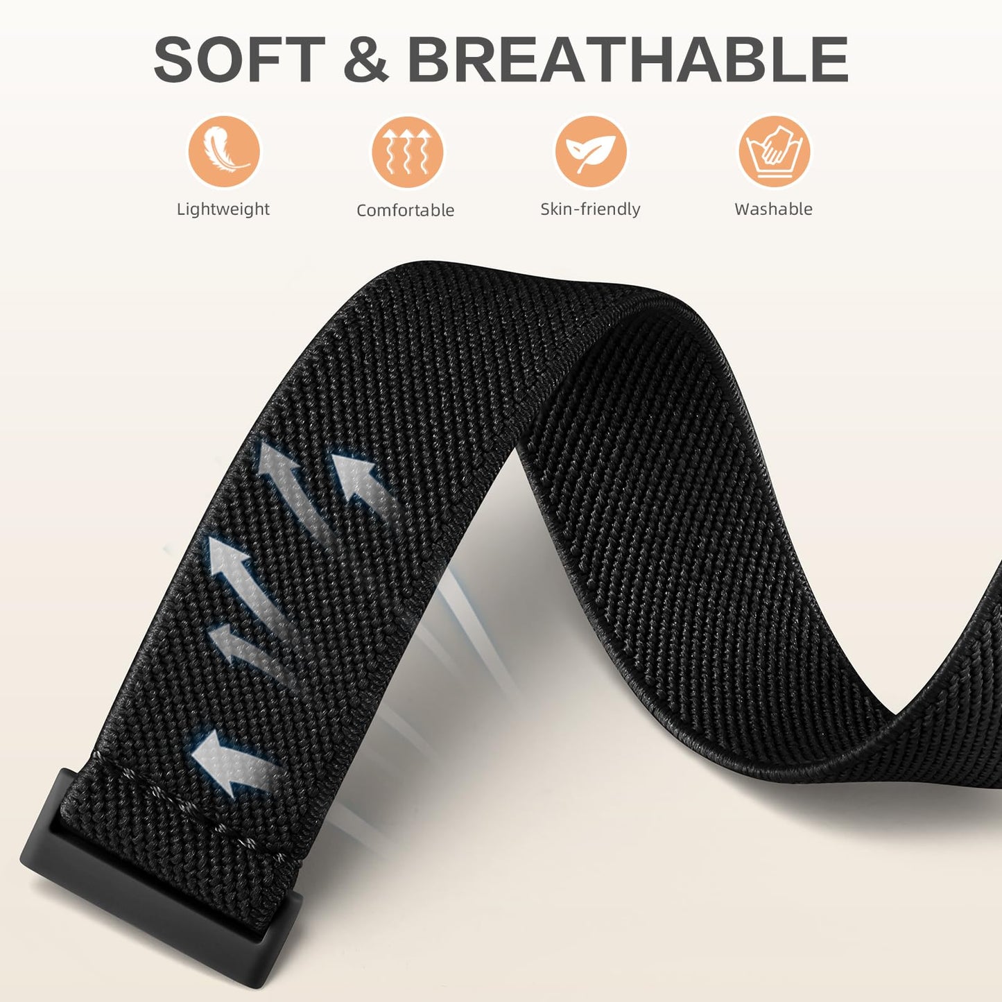 IMIVIO 6 Pieces Compatible with Fitbit Versa 3 Band/Fitbit Versa 4 Band/Fitbit Sense/Fitbit Sense 2 Bands, Soft Elastic Replacement Nylon Sport Band for Women Men, Dark