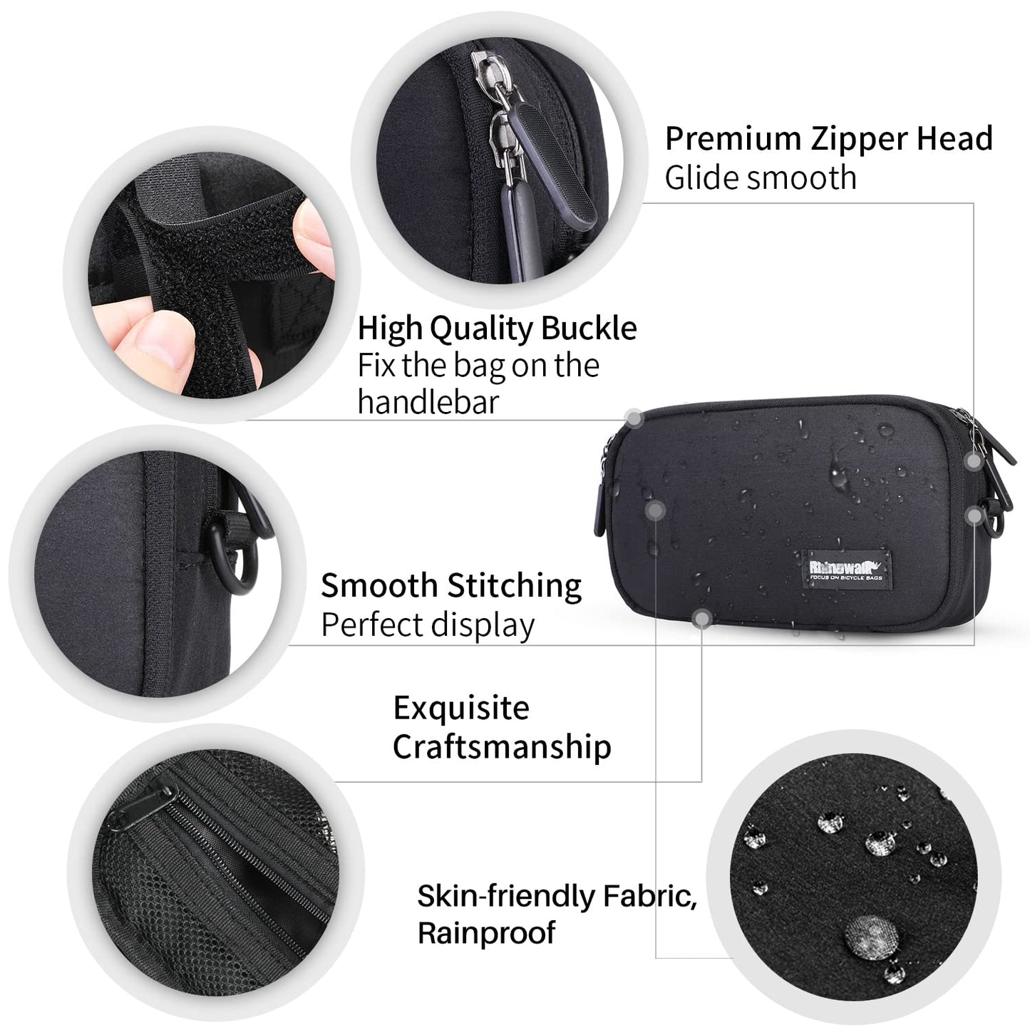 BAIGIO front pocket for bicycle, handlebar bag with rain cover, multifunctional, shoulder bag, crossbody bag