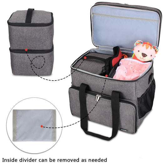 Teamoy travel bag for dog gear, perfect for carrying pet food, treats, toys, and other essentials. Great for travel, camping, or day trips. (Large, gray)