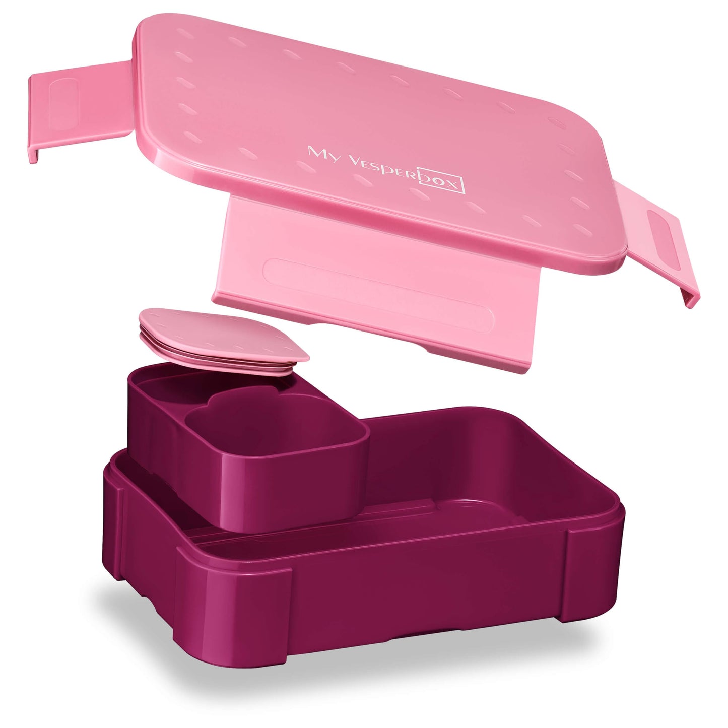 My Vesperbox - Mini Lite - Bento Box for Kids - Lunchbox - extremely durable - ideal for kindergarten and school (Pink-Purple)