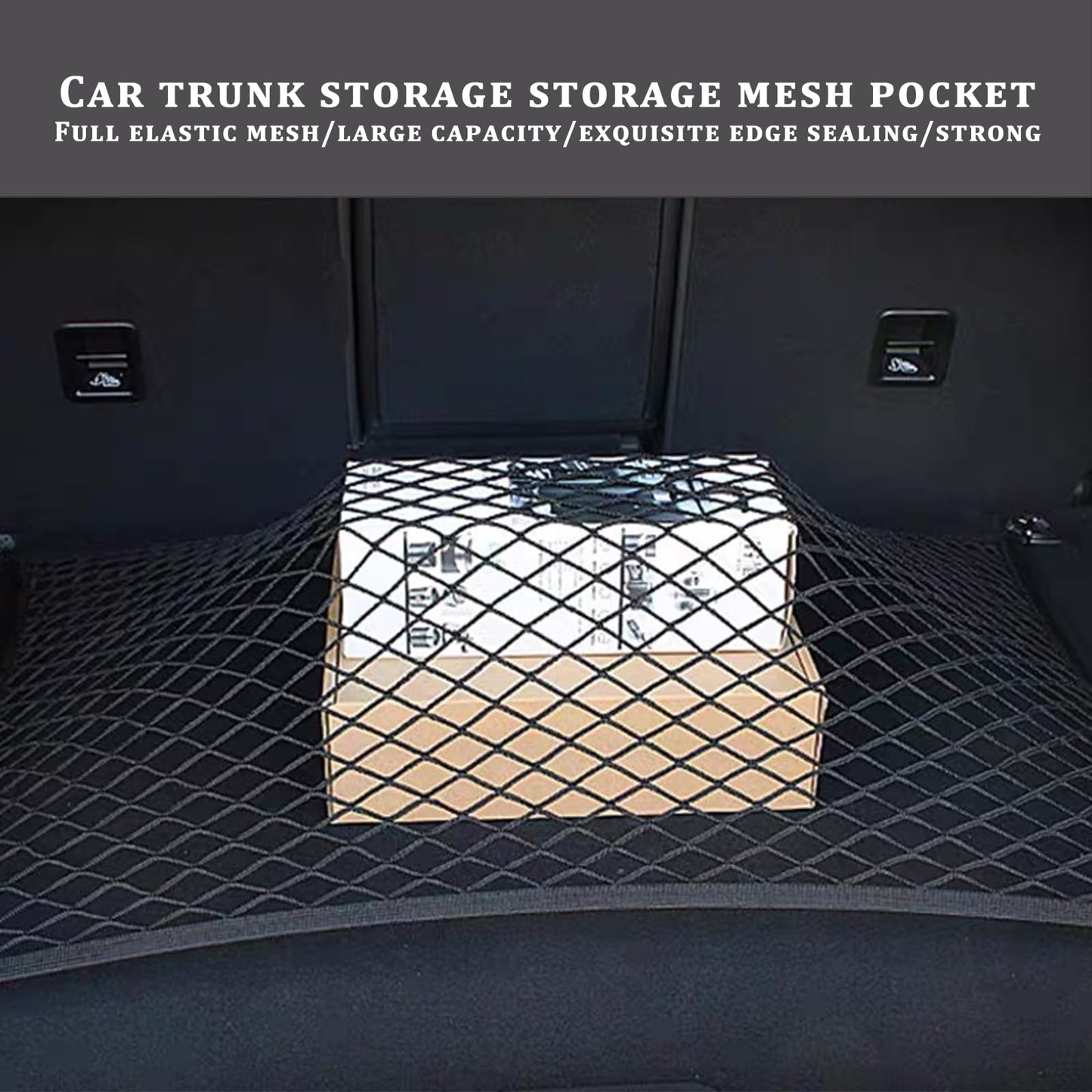 OMJMYY Trunk Net Luggage Net 80x100cm Extends to 210x140cm Trunk Storage Net for Car Roof with 4 ABS Hooks for Most Cars