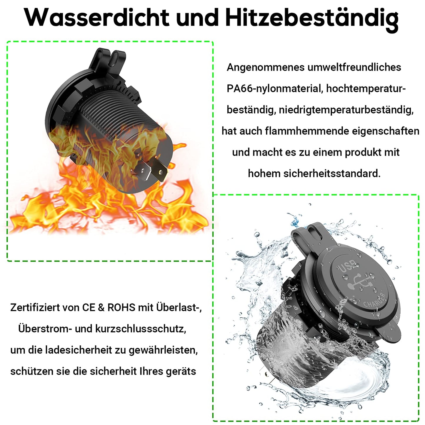 2X 36W Quick Charge 3.0 USB Outlet 12V/24V Car with Switch - QC 3.0 Car Charger Installation Socket Waterproof Cigarette Lighter USB Port for Motorcycle Boat Truck RV