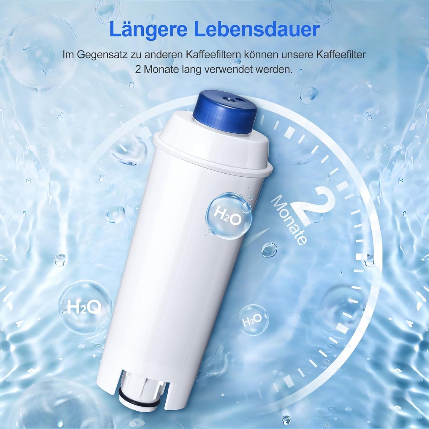 Molifal water filter, replacement for Delonghi coffee machines DLSC002 filter, compatible with Delonghi Dinamica, Magnifica S, Eletta Explorer, ETAM Autentica EPAM and ECAM series (4x)