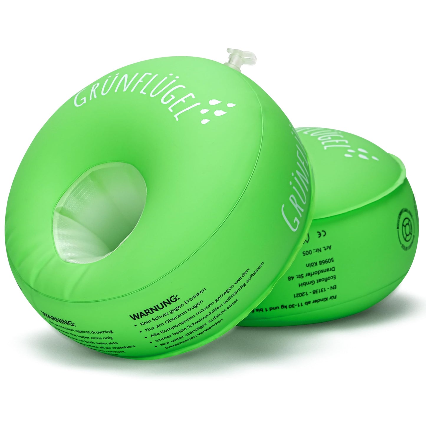 Green Wing Arm Floats for ages 1 and up - Safe & Skin-friendly & No phthalates I 11-30 Kg I Round arm floats Swim flotation device for babies 1 year old Children 2 years old Kids 3-6 years old