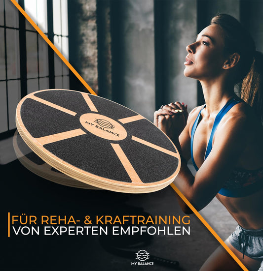 My Balance Premium Balance Board including non-slip mat I High-quality wobble board with E-Book I Strengthens your balance I Balance Board for improved fitness.