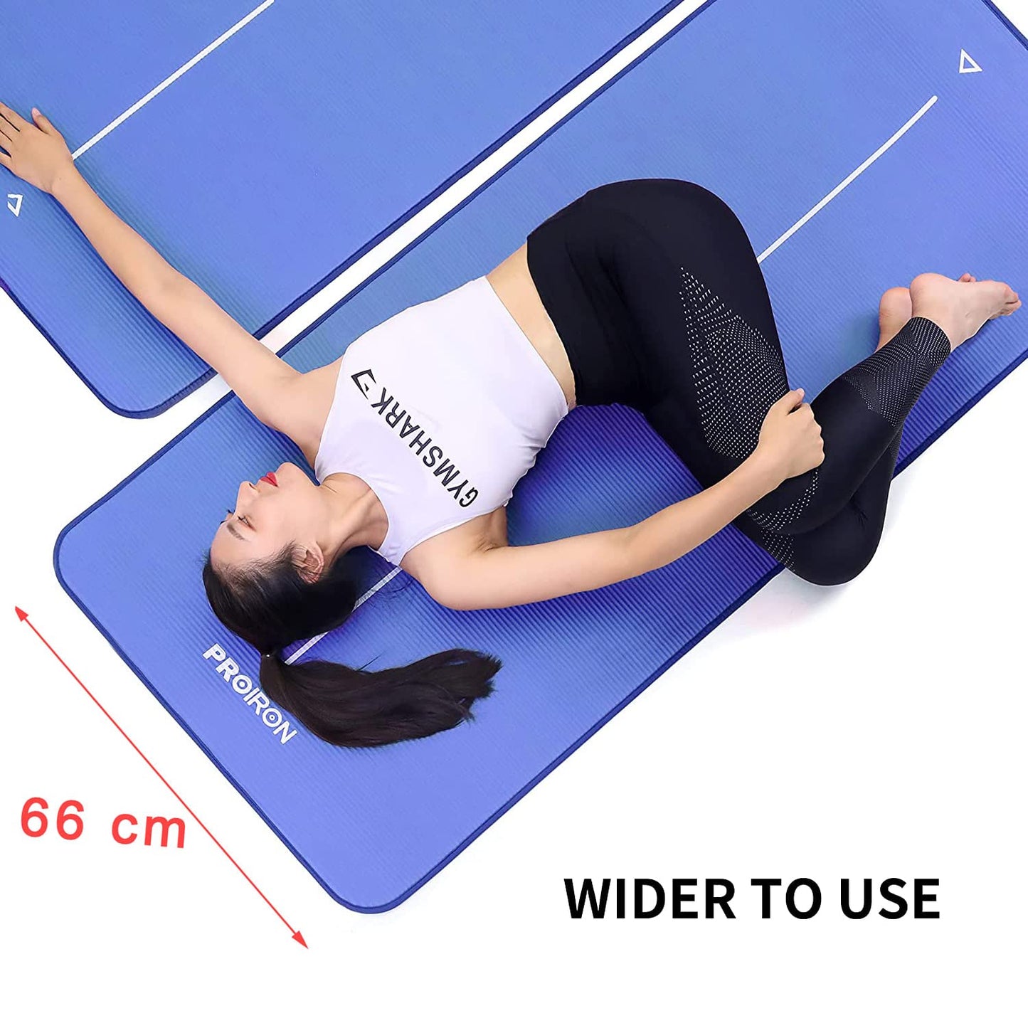 PROIRON gymnastics mat, home exercise mat with carrying strap, non-slip training mat, thick 10/15mm yoga mat and sports mat fitness mat Pilates mat for home training.
