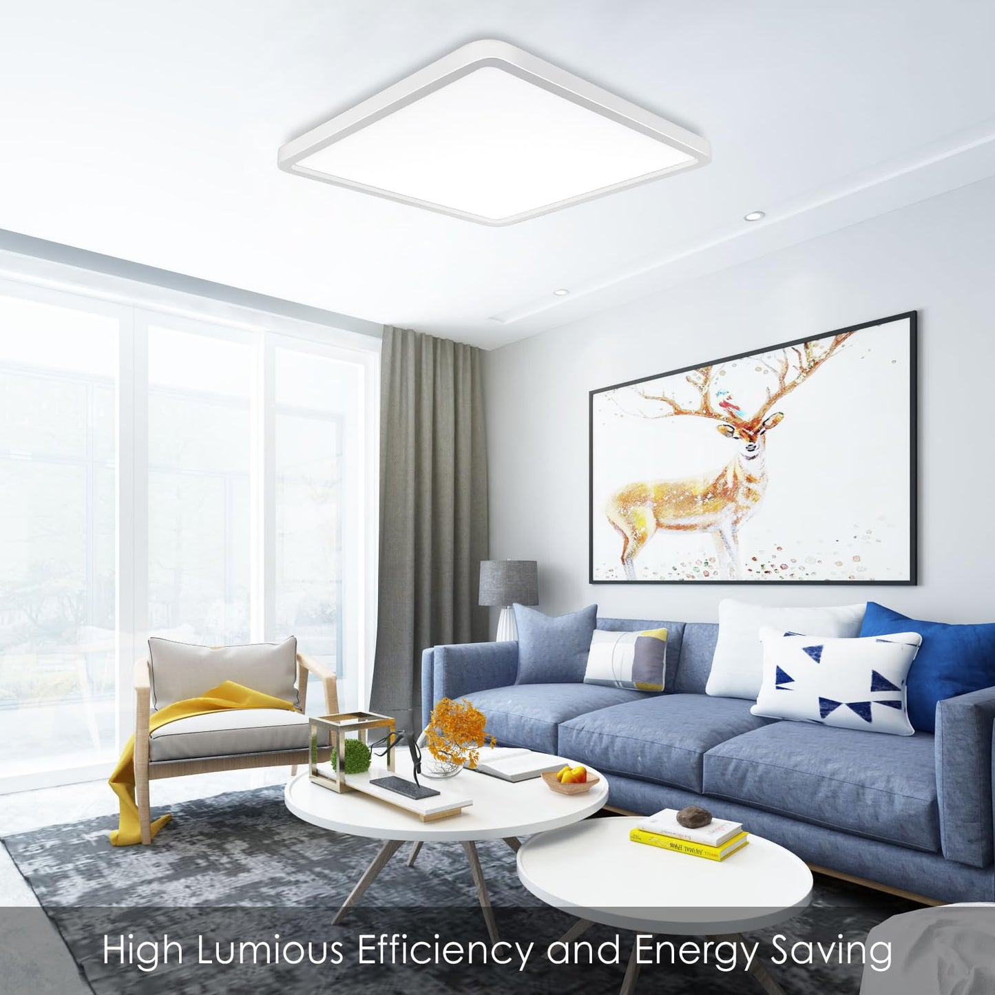 CheDux Alexa Smart Ceiling Light, 24W 3200LM Ceiling Light WiFi Dimmable Ceiling Lamp Colour Changing Controllable via App, Voice Control Compatible with Google Home, for Bathroom, Balcony, Hallway