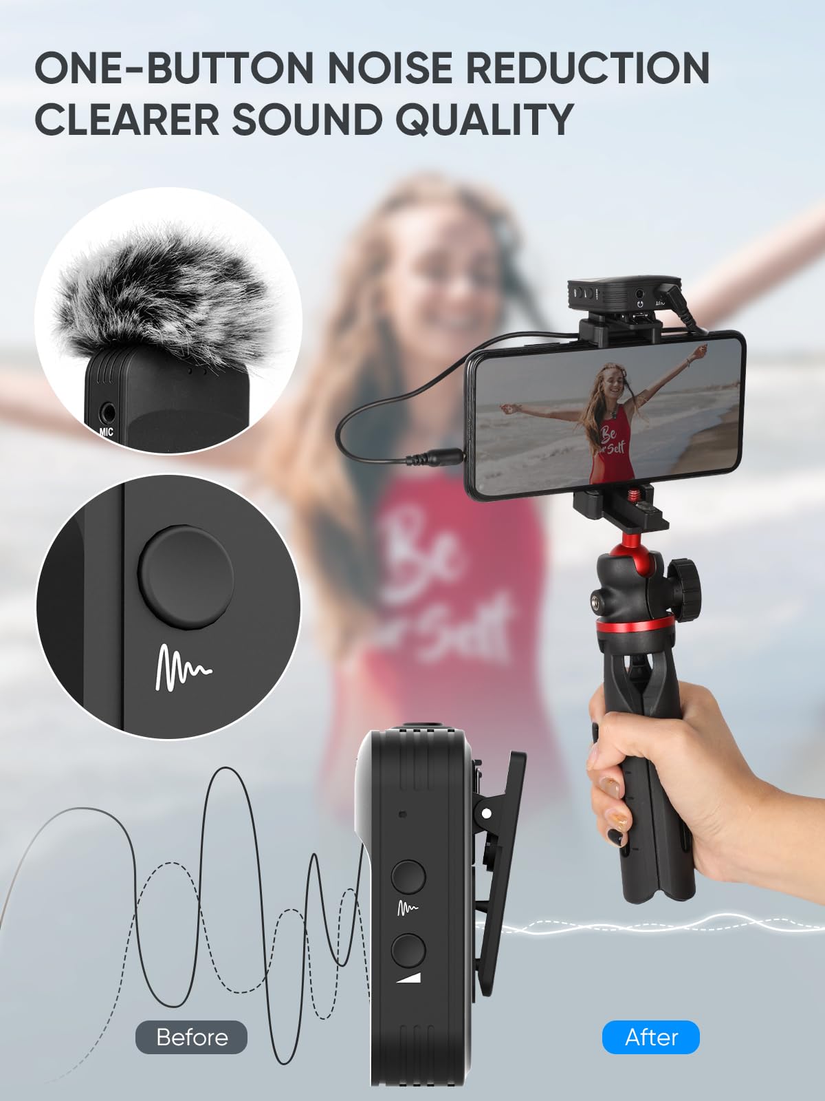 Moman Lavalier Wireless Microphone, C1X Lapel Mic System up to 50m for DSLR Camera Camcorder Smartphone PC Laptop for Interview Online Meeting and Course Live Streaming Video Recording
