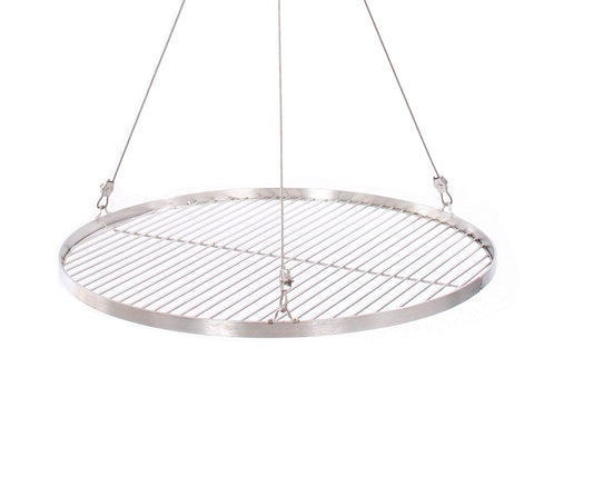 22.4 inch stainless steel 3-leg BBQ grill grate for swinging grill with 0.55 inch rod spacing.