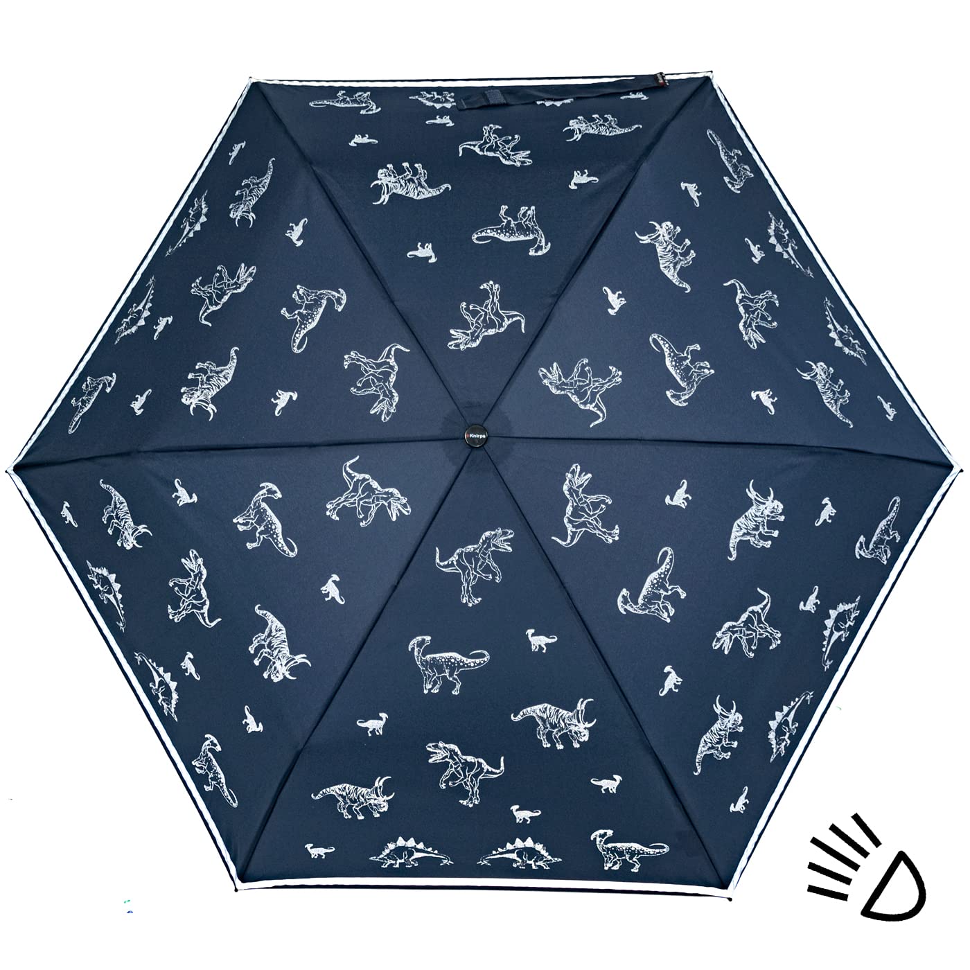 Knirps 4Kids Kids pocket umbrella with reflective trim and reflective dinosaurs - All Around