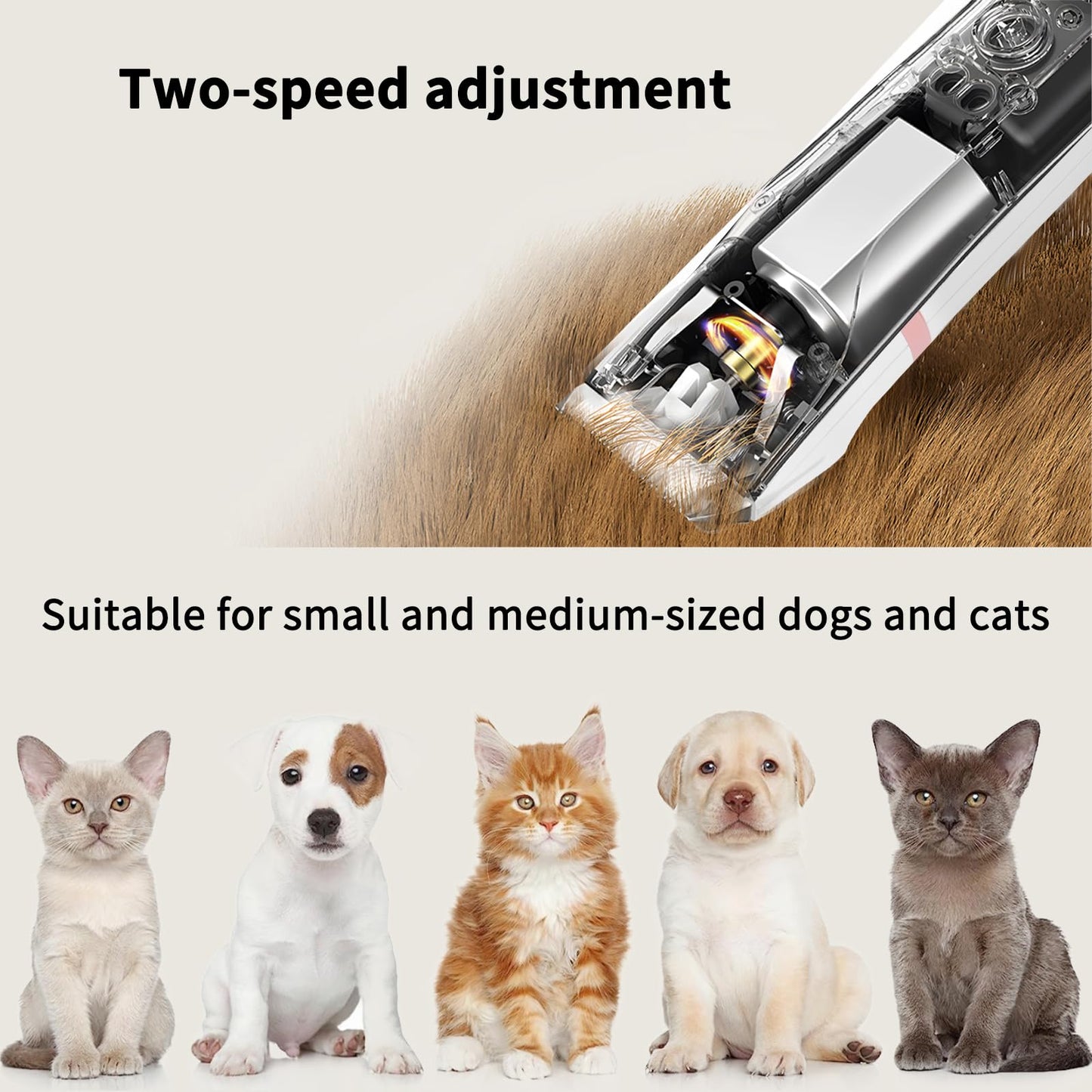 Airminti cat clipper for small & medium-sized dogs cats, USB rechargeable cat shaver with 4 removable multifunctional cutting heads, pet clipper for eyes/ears/paws/nails (Pink)