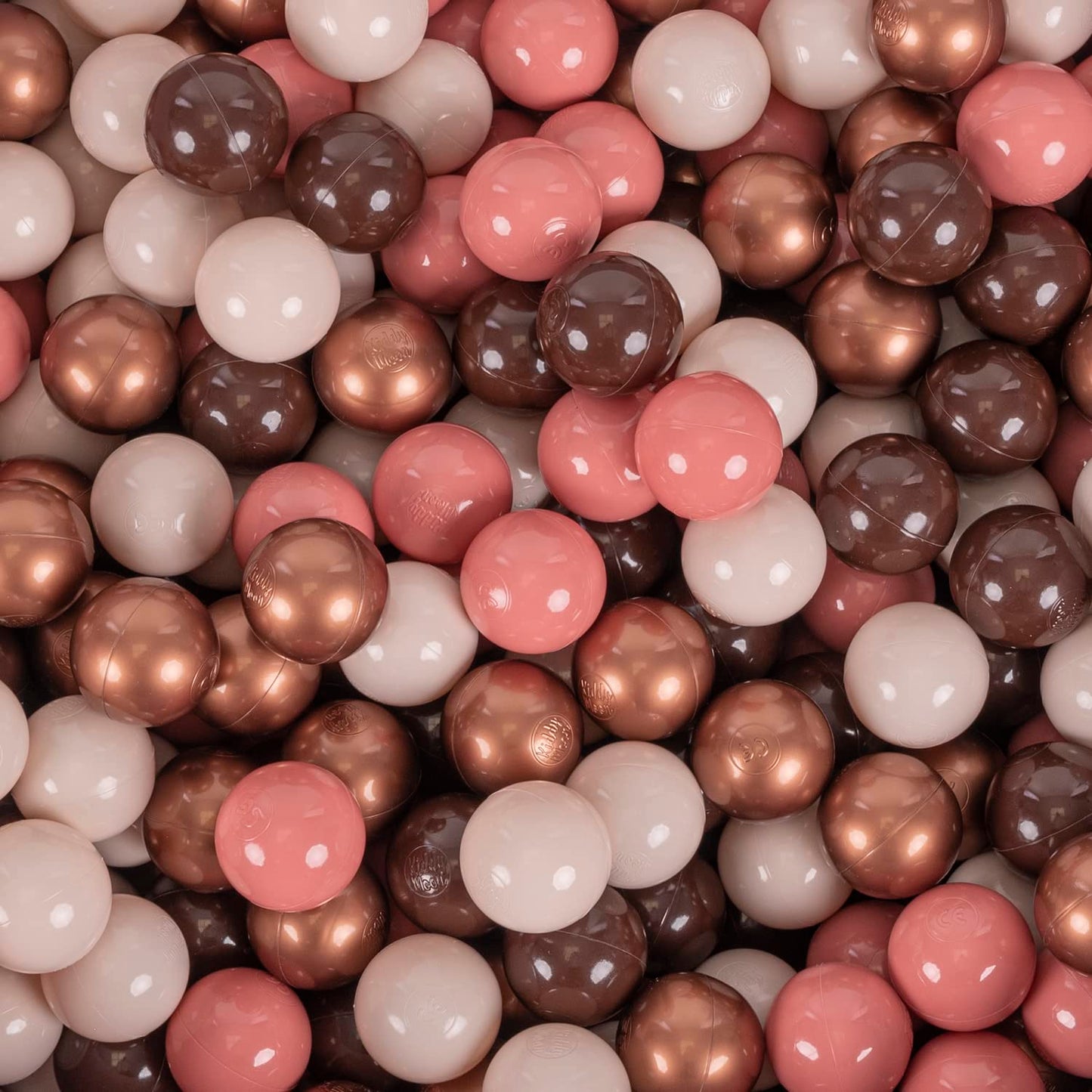 KiddyMoon Round Ball Pit Ball Pool 90X30cm/200 Balls 7cm Diameter Ball Pit for Babies Toddler Playpen, Beige/Brown/Copper/Pastel Beige/Salmon
