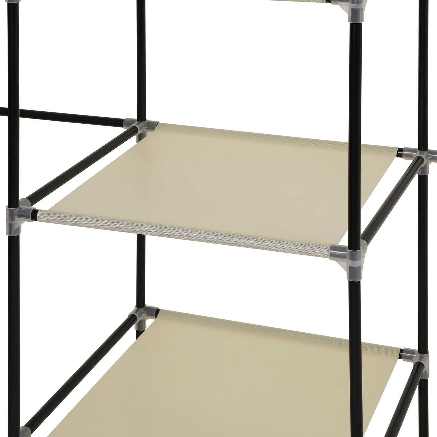 SONGMICS wardrobe, foldable fabric closet with 2 clothes rails, 175 x 150 x 45 cm, Beige RYG12M