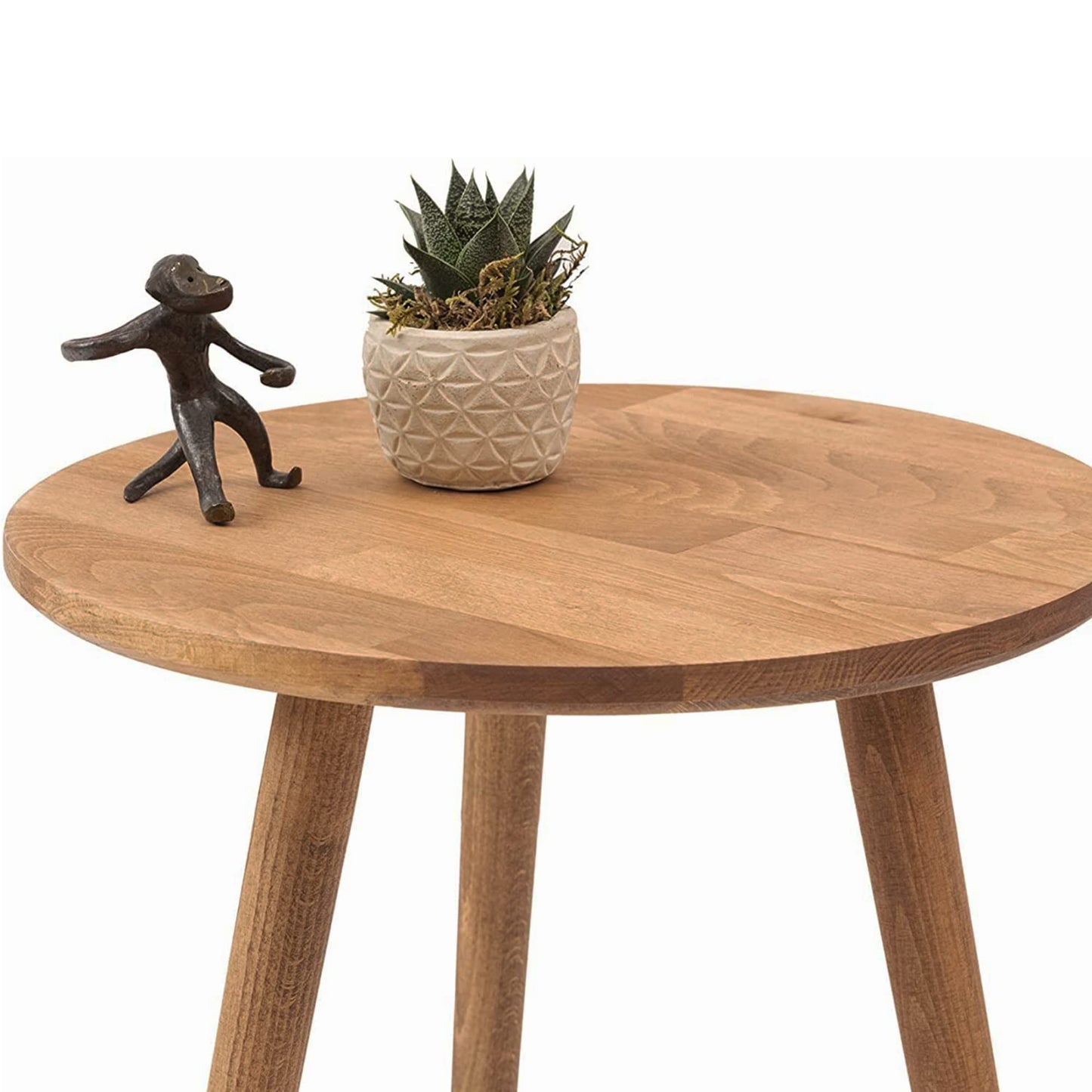 Gozos Oviedo Round Coffee Table, Stylish solid beech wood side table with easy assembly - Solid living room table - Vintage sofa table Ø 40 cm.