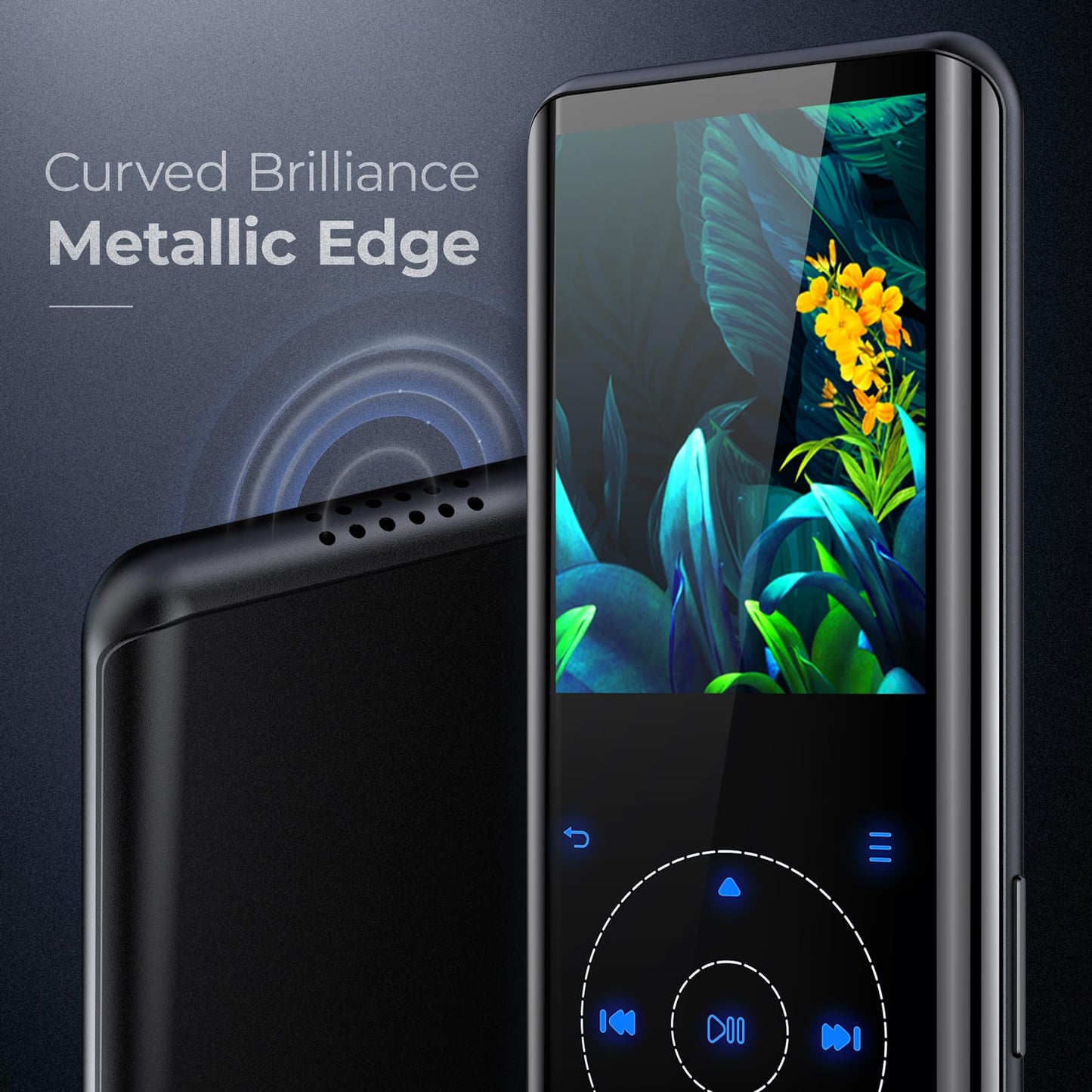 64GB MP3 Player Bluetooth 5.3, HiFi Music Lossless Sound, Metal Housing Built-in HD Speaker, Touch Button, Speaker, Voice Recorder for Sports, Running, expandable up to 128GB (64GB Black)