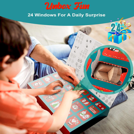 Puzzle Advent Calendar 2025 for Children & Adults - 24 days of Christmas gifts with metal brain teasers and wooden puzzles, skill games, IQ puzzles for boys, girls, teenagers.