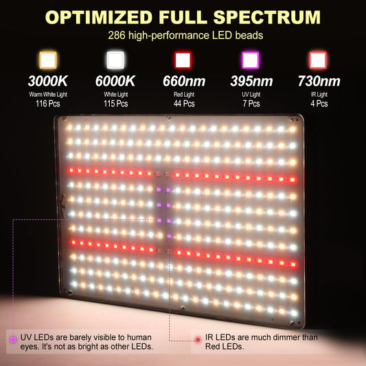 MICCYE Plant Lamp LED with Stand UV-IR Full Spectrum 286 LEDs Grow Lamp with 4/8/12H Timer Dimmable Plant Light Growth Lamps for Plants Plant Lamp LED