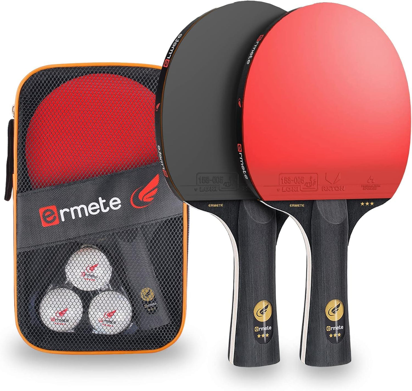 Table tennis set, 2 professional table tennis rackets, 3 table tennis balls, and carrying case. Perfect for beginners, families, and professionals.